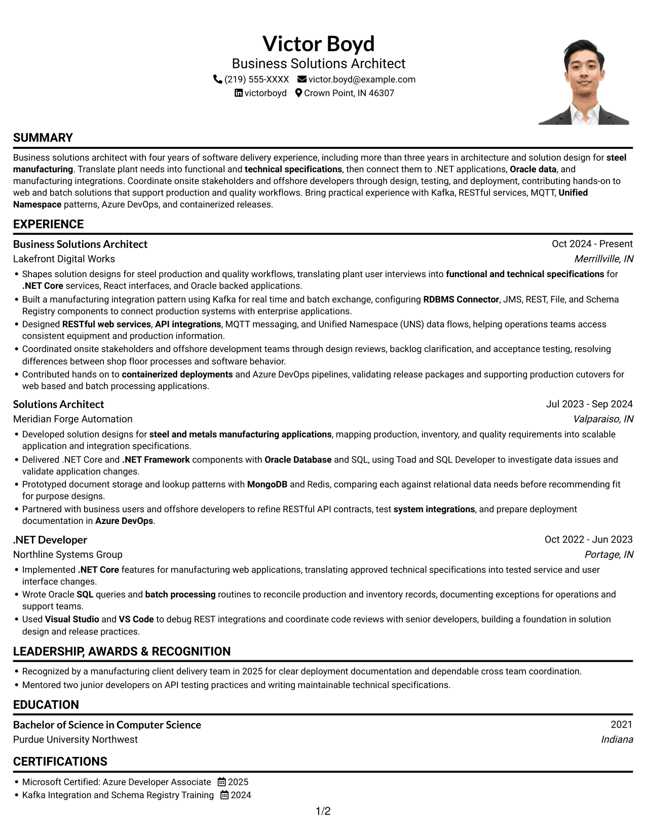 Resume example — page 1