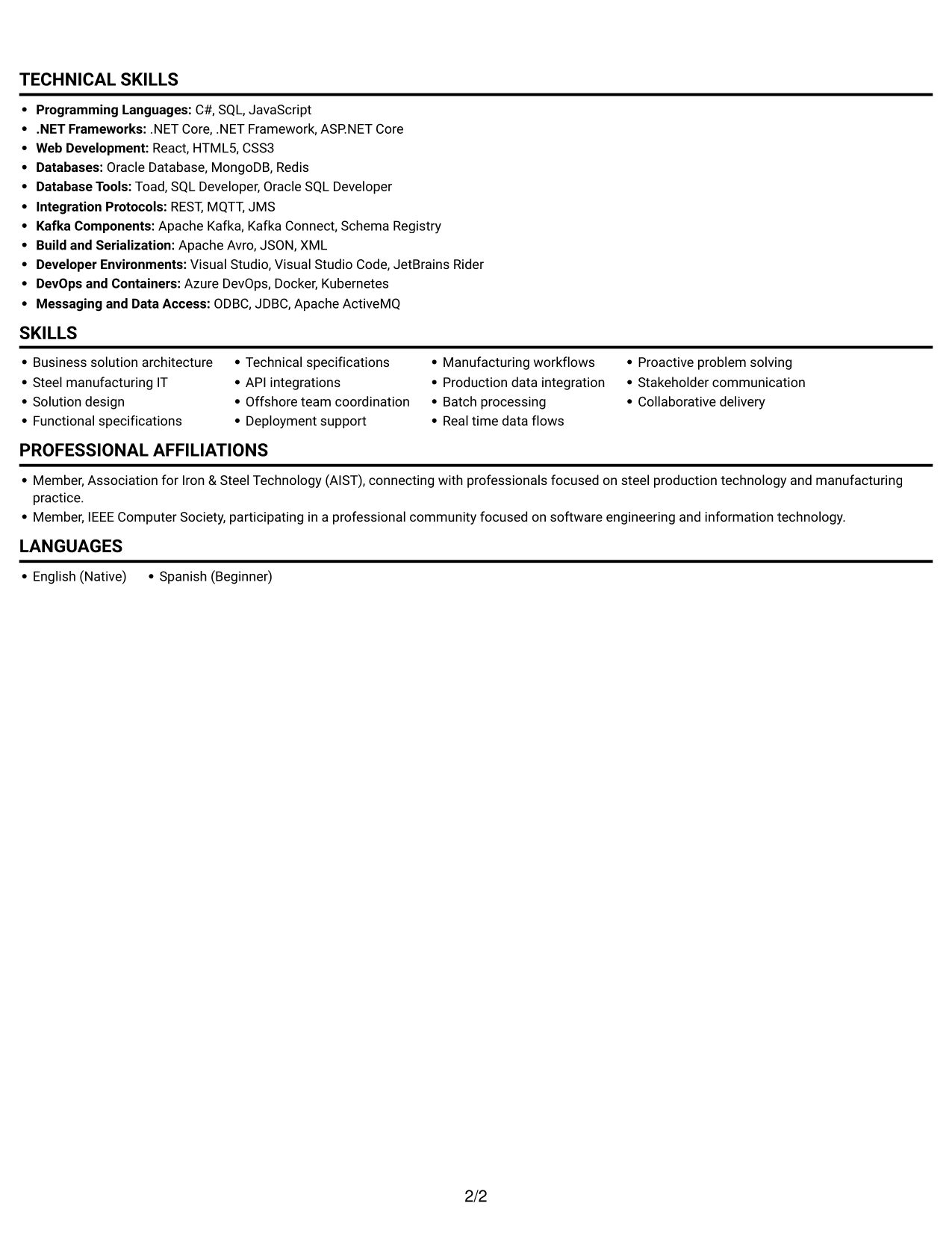 Resume example — page 2