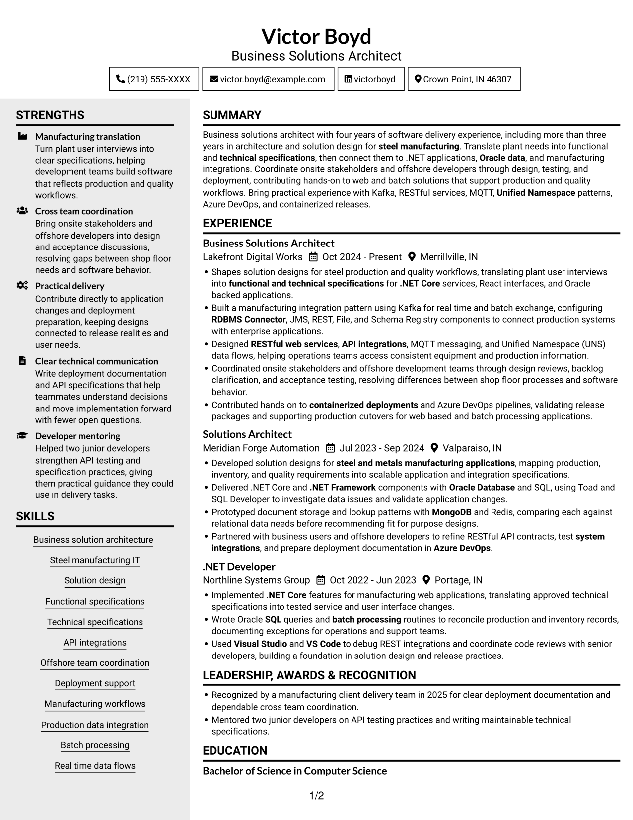 Resume example — page 1