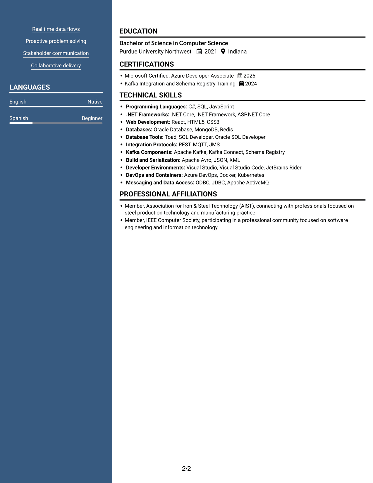 Resume example — page 2