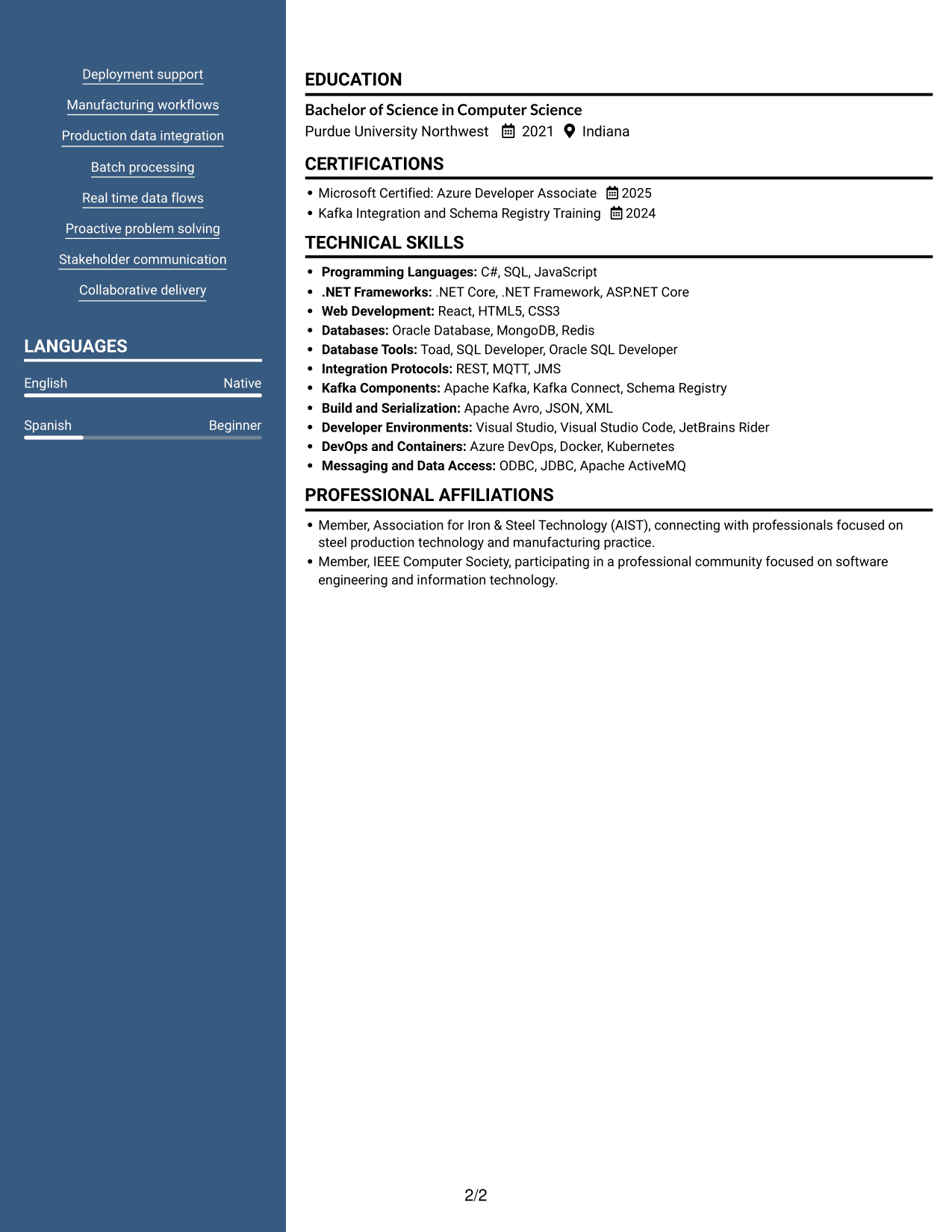 Resume example — page 2