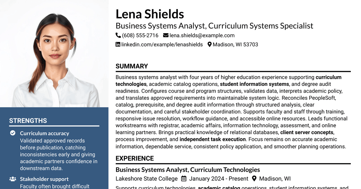 7 Business Systems Analyst - Curriculum Systems Specialist Resume Templates with Example