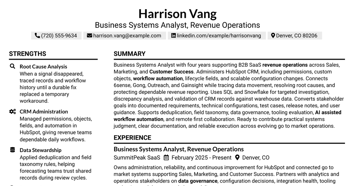 7 Business Systems Analyst Resume Templates with Example