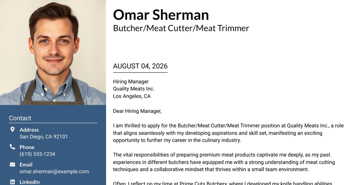 30+ Butcher/Meat Cutter/Meat Trimmer Cover Letter Templates with Example 2026