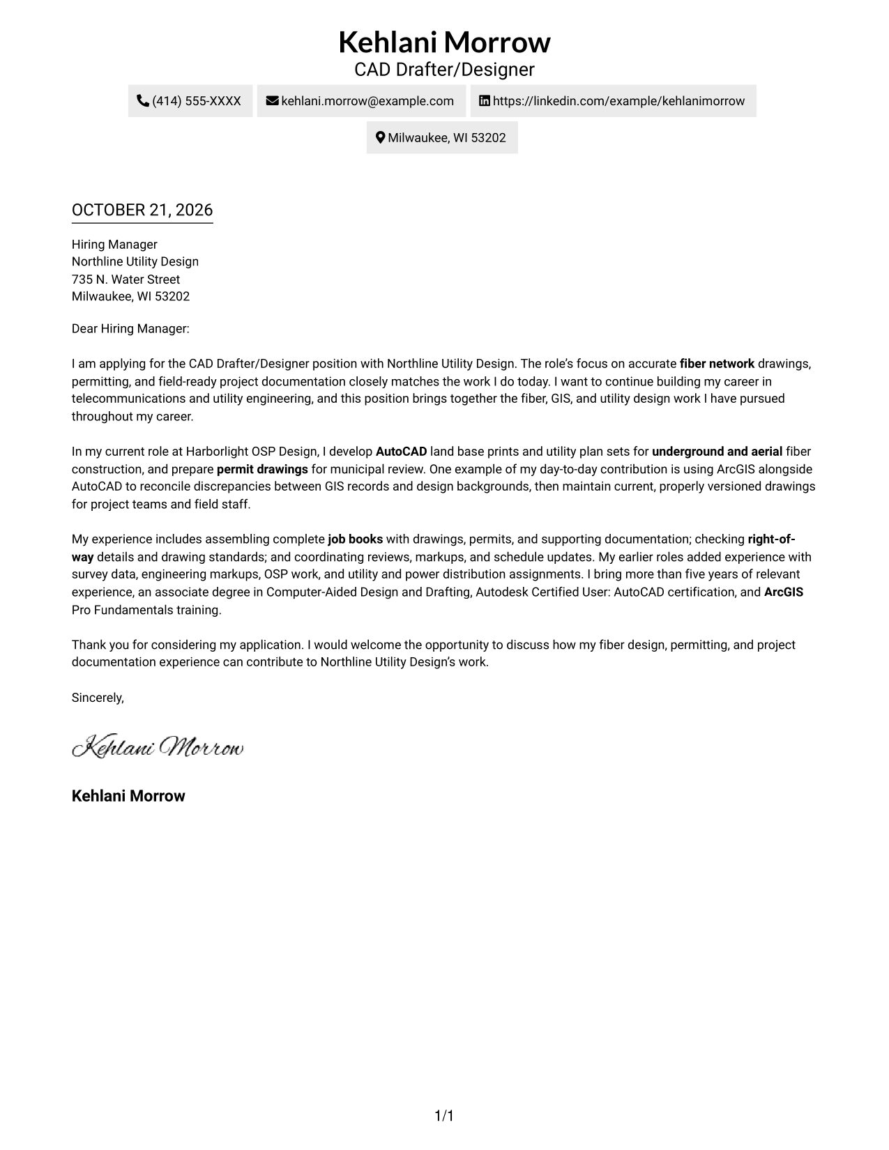 Cover letter example — page 1