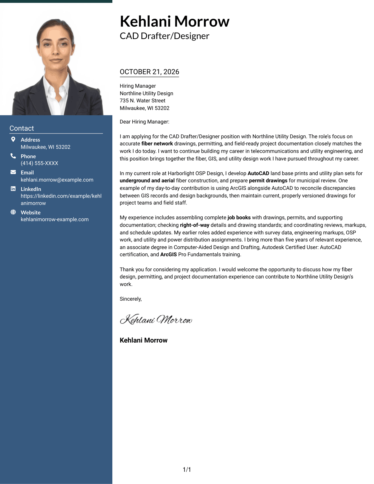 Cover letter example — page 1