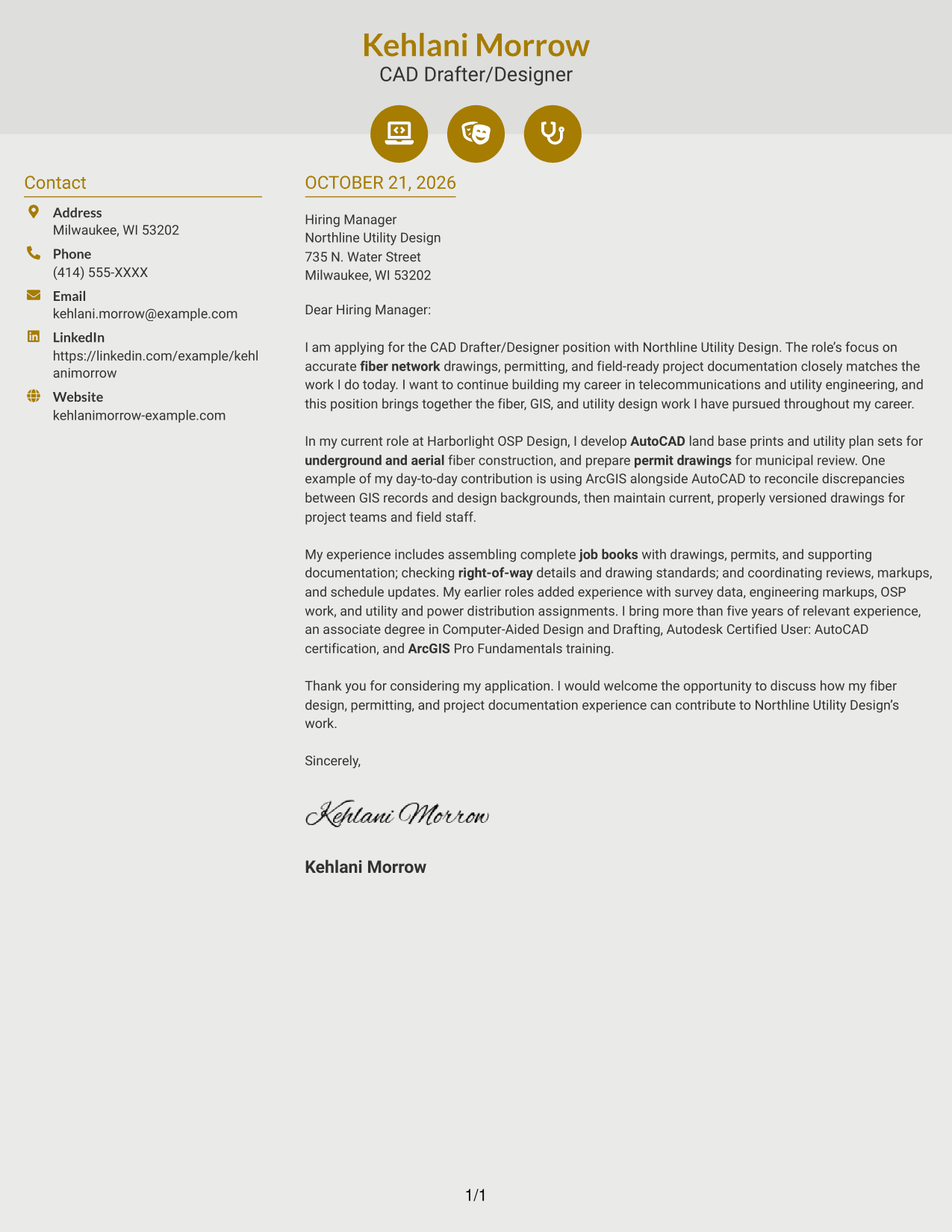 Cover letter example — page 1