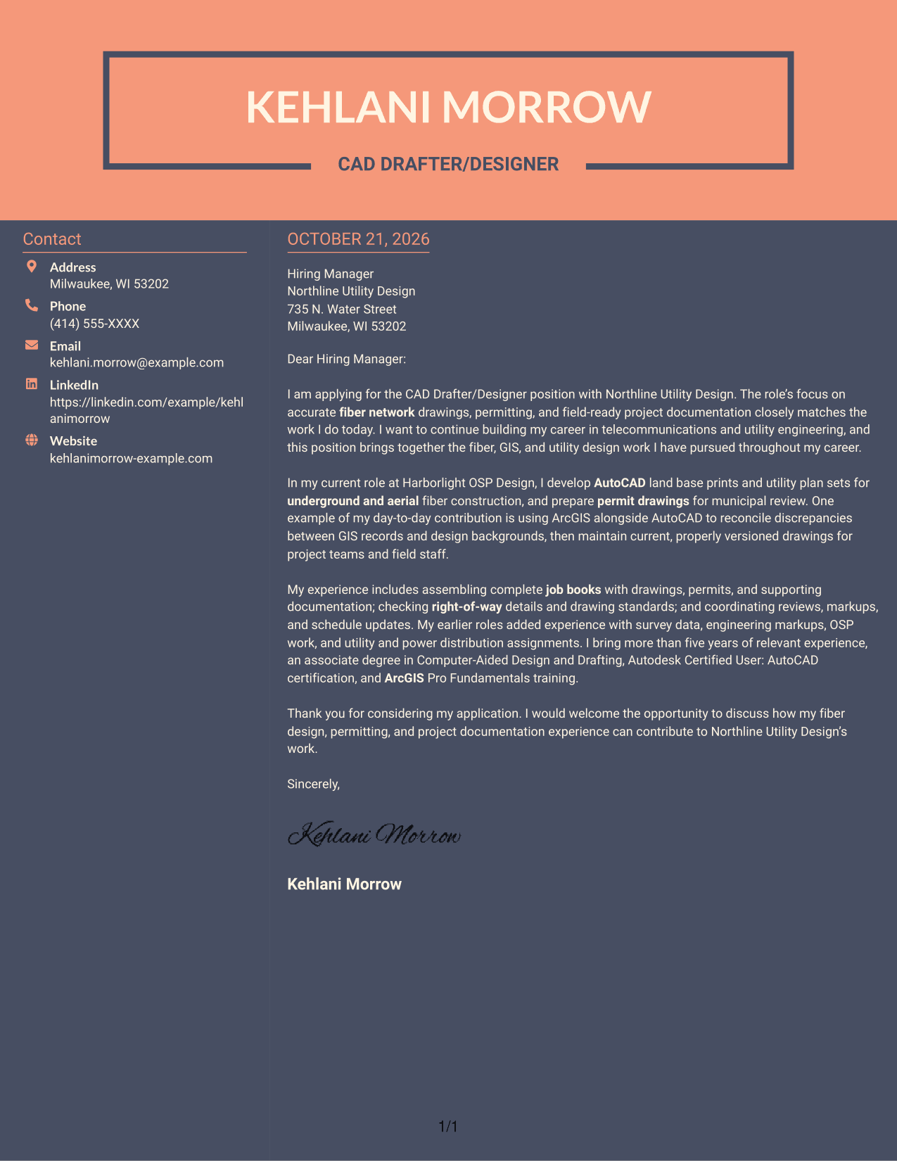 Cover letter example — page 1