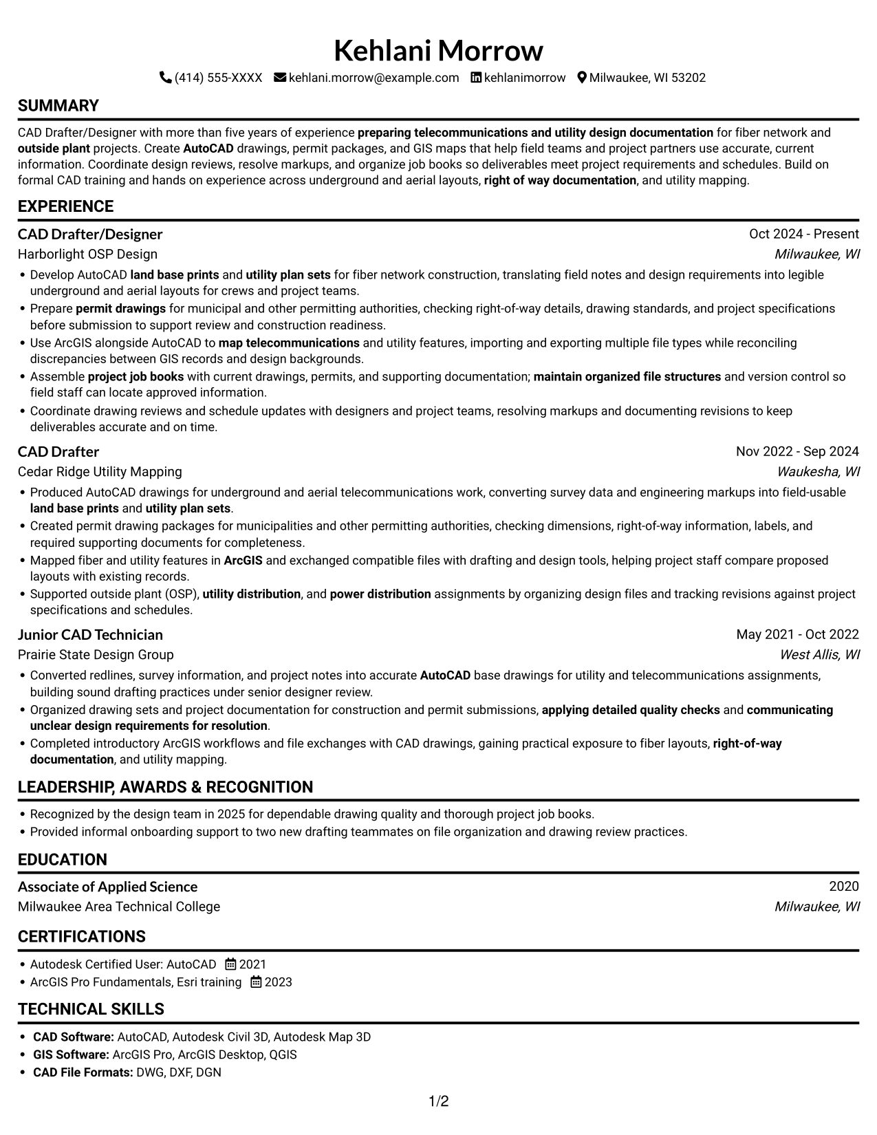 Resume example — page 1