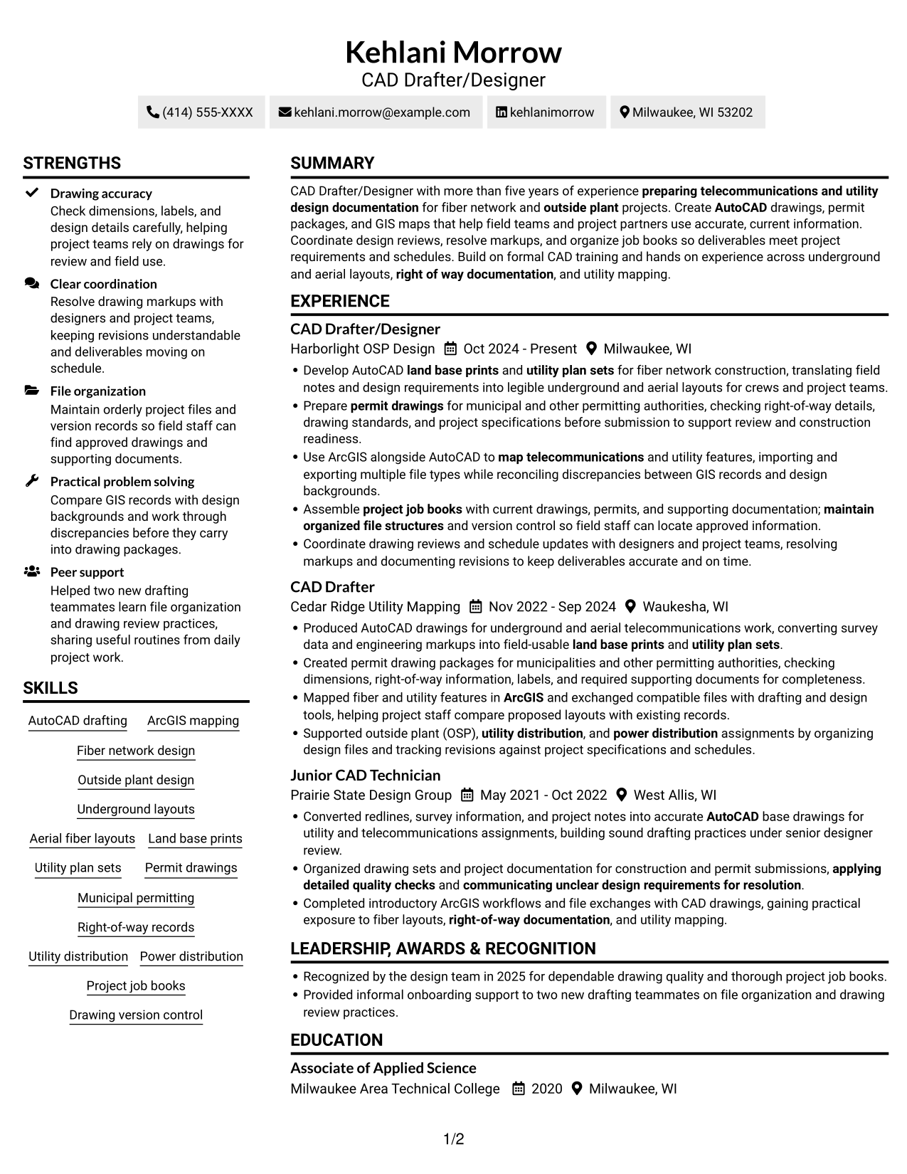 Resume example — page 1