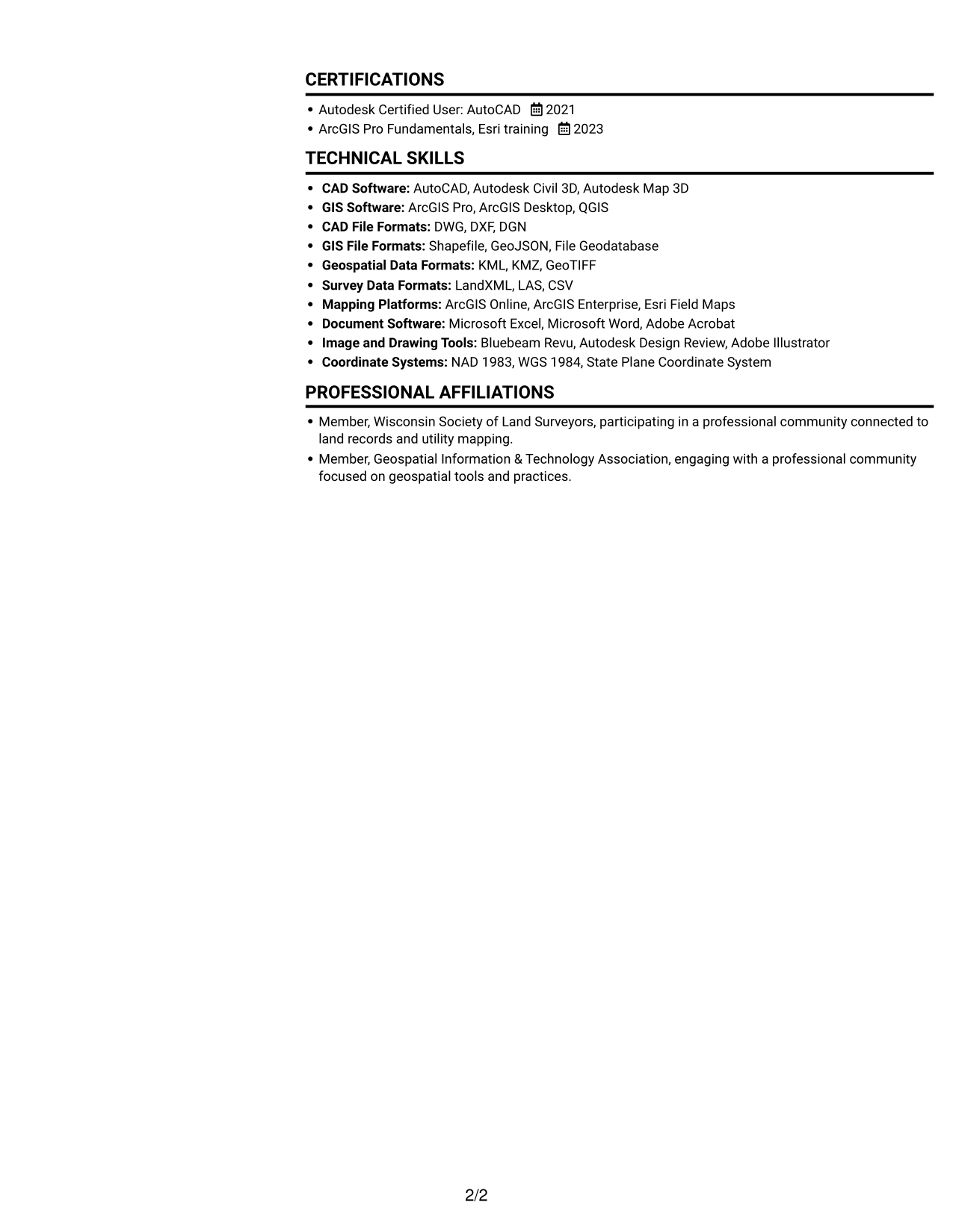 Resume example — page 2
