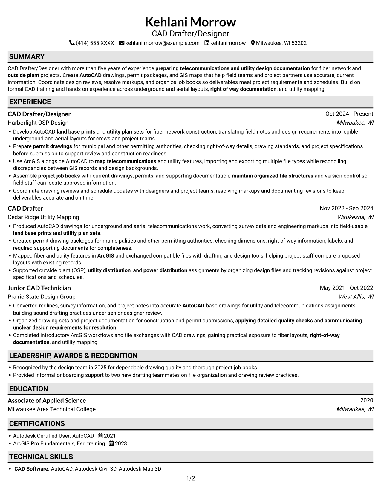 Resume example — page 1