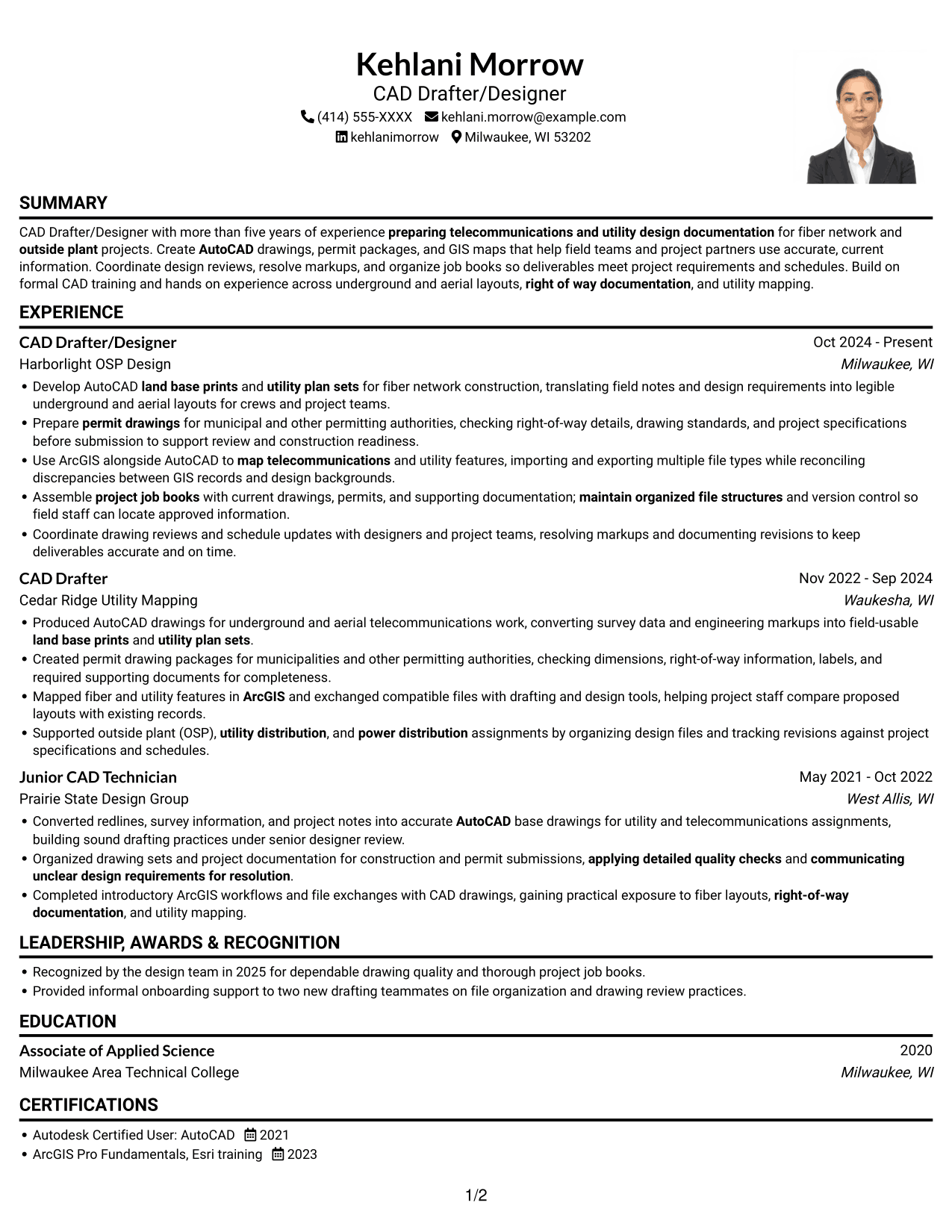 Resume example — page 1