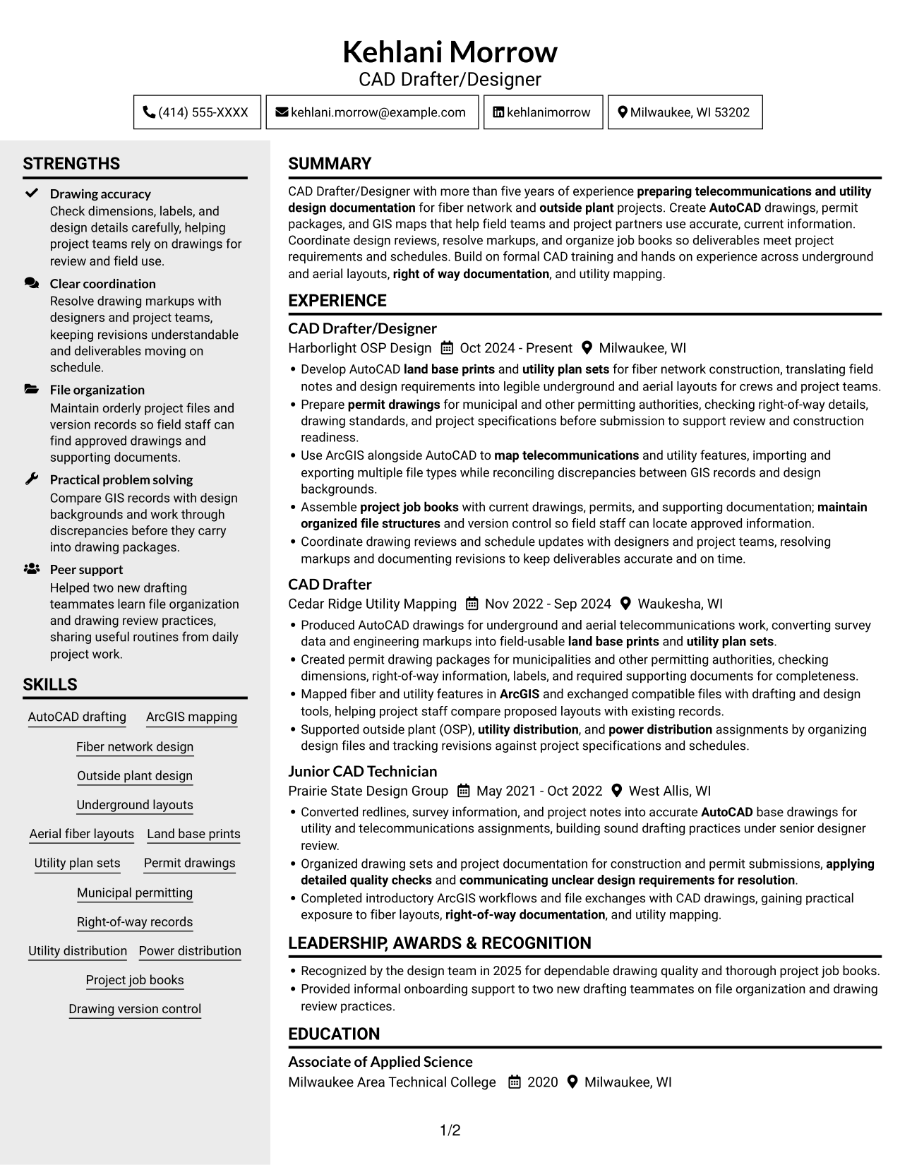 Resume example — page 1
