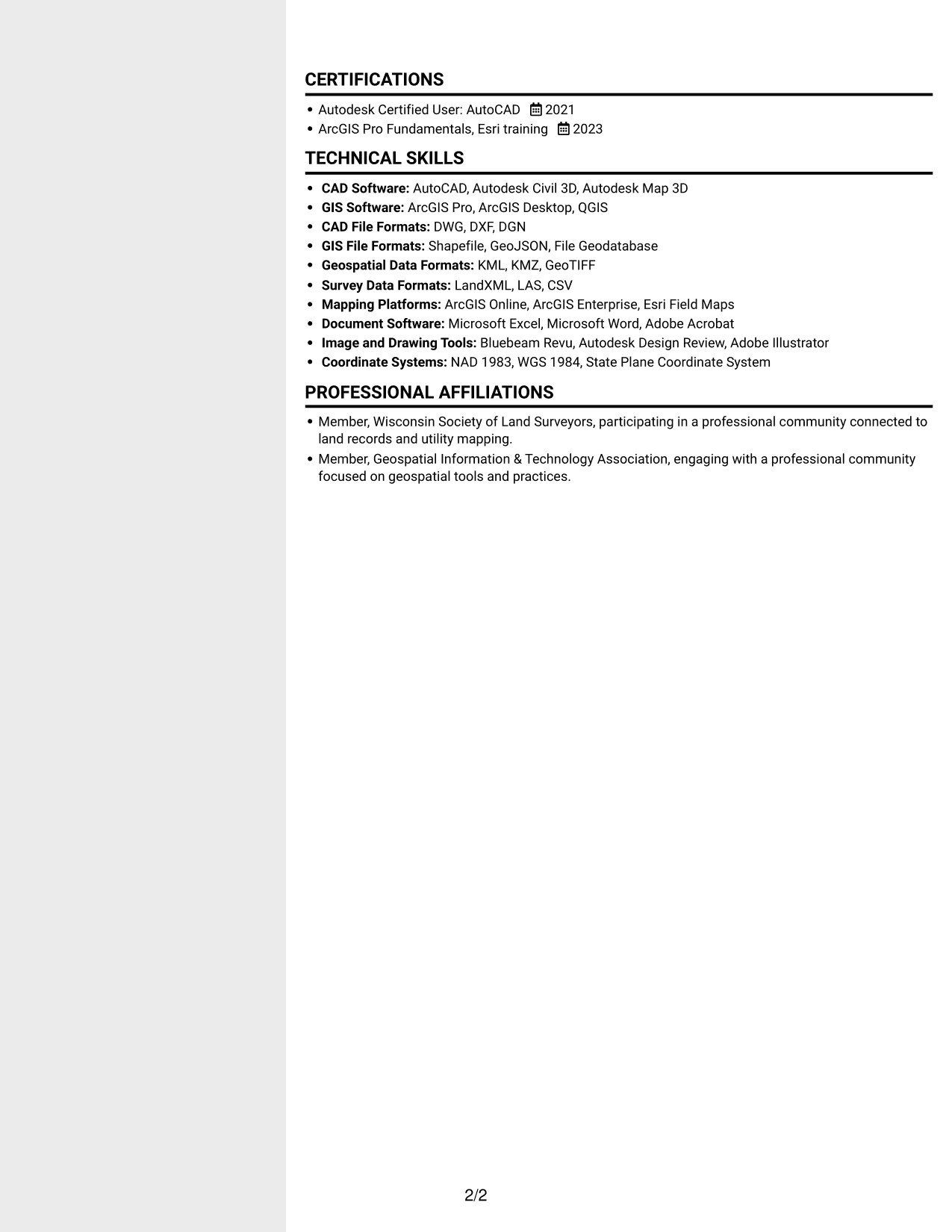 Resume example — page 2