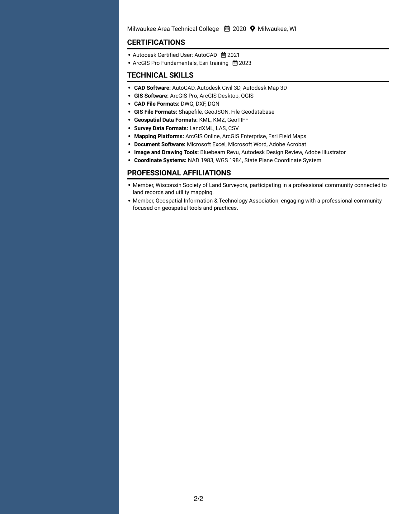 Resume example — page 2