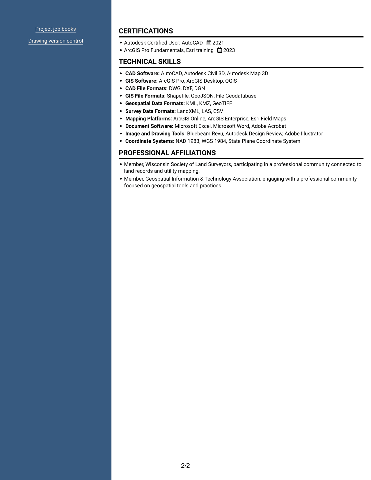 Resume example — page 2