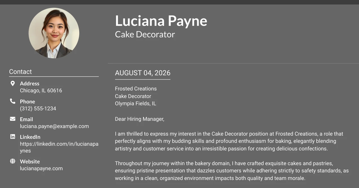 30+ Cake Decorator Cover Letter Templates with Example 2026