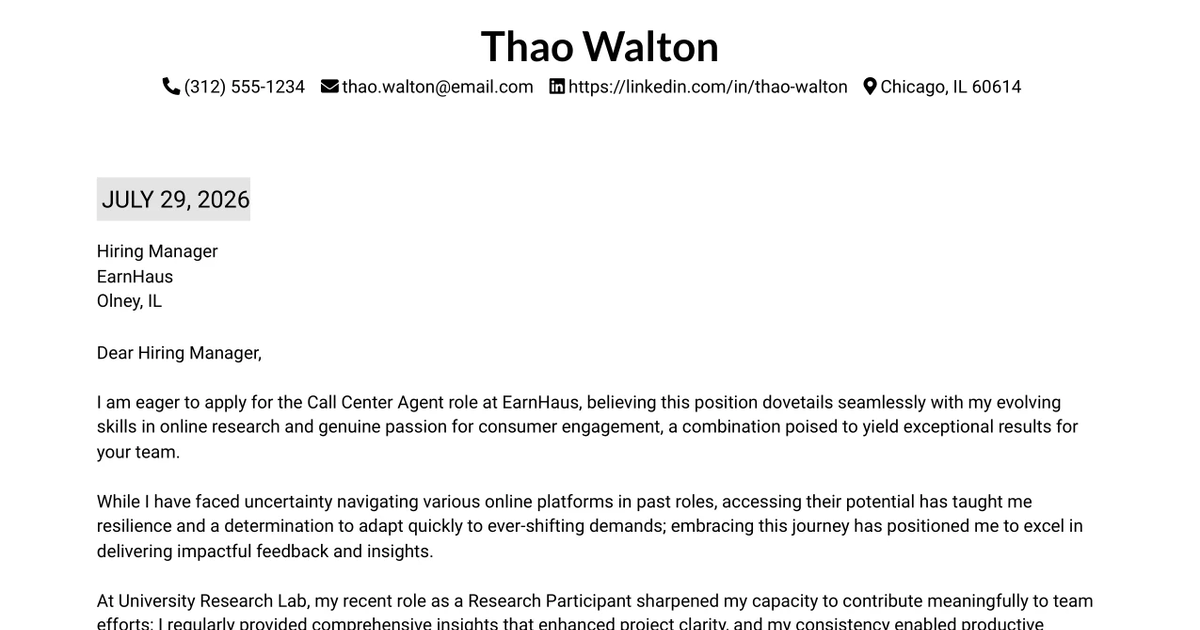 30+ Call Center Agent Cover Letter Templates with Example 2026