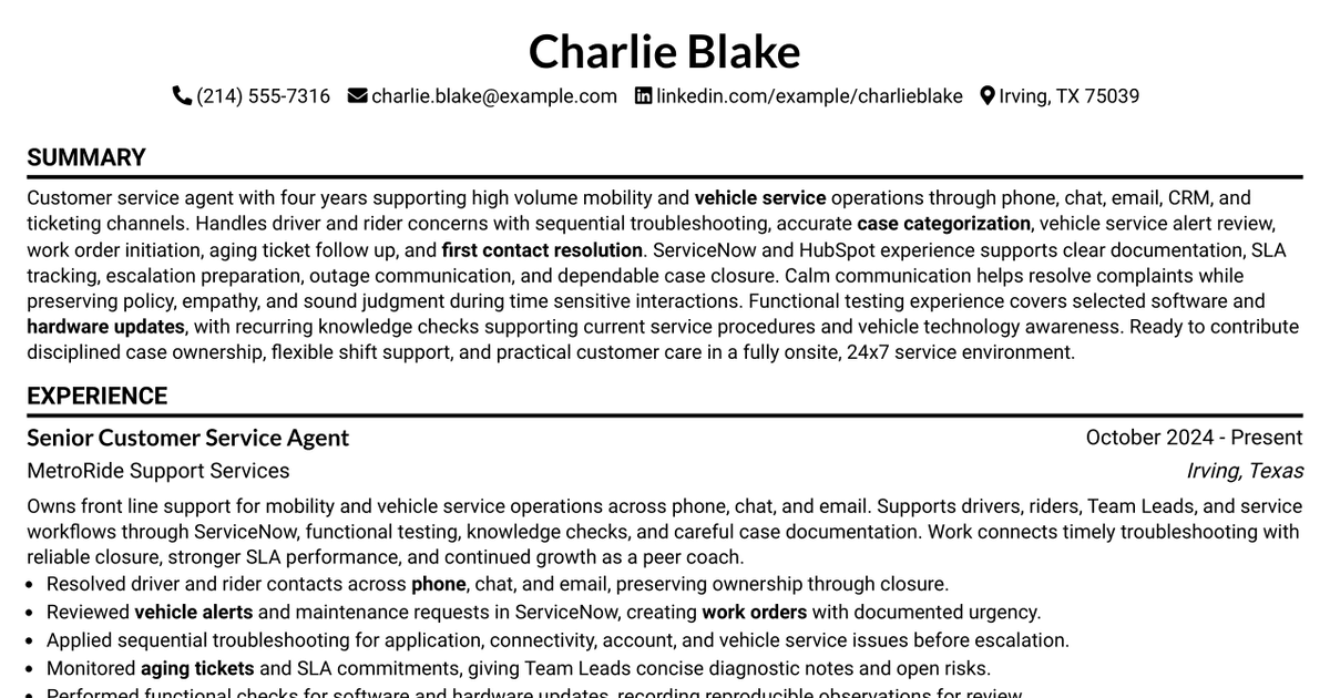 7 Call Center Customer Service Agent Resume Templates with Example