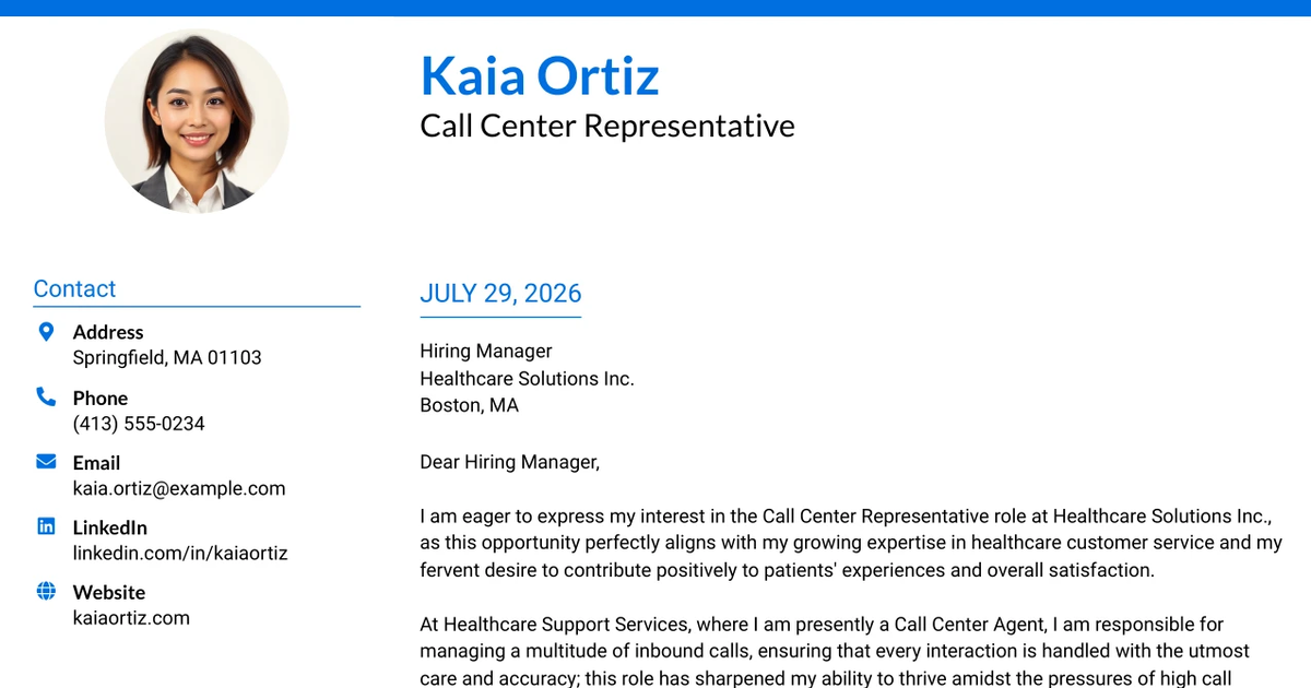 30+ Call Center Representative Cover Letter Templates with Example 2026