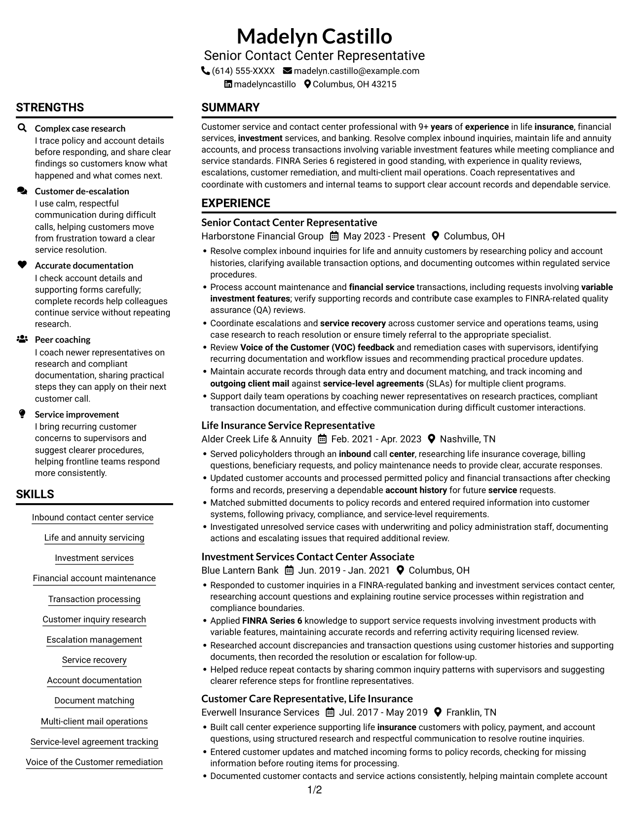 Resume example — page 1
