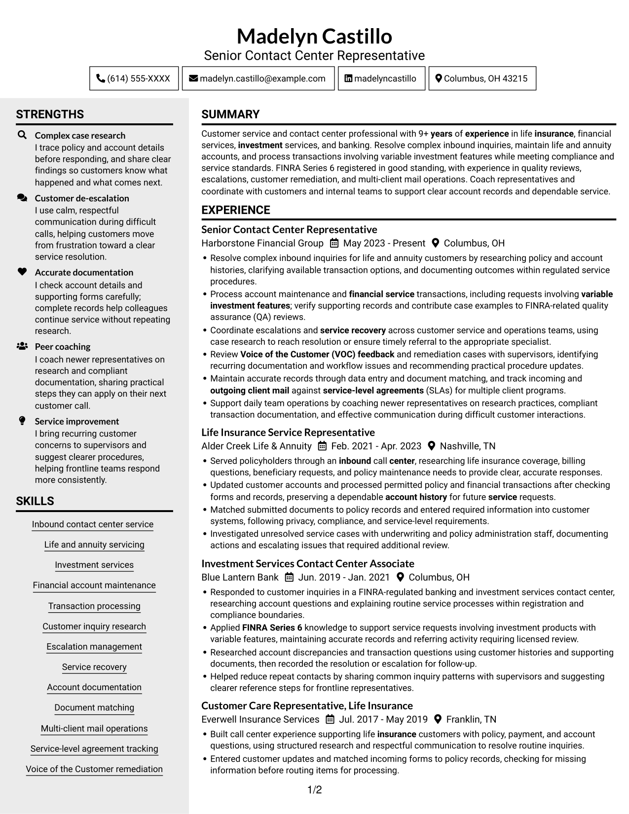 Resume example — page 1