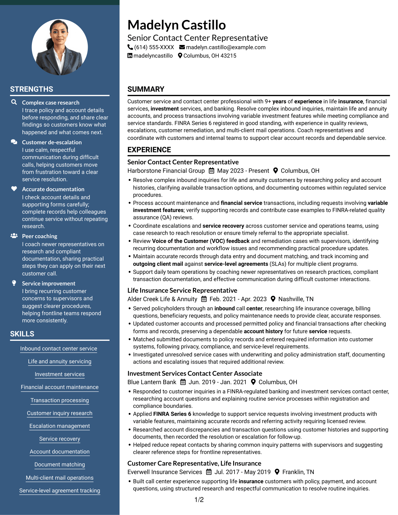 Resume example — page 1
