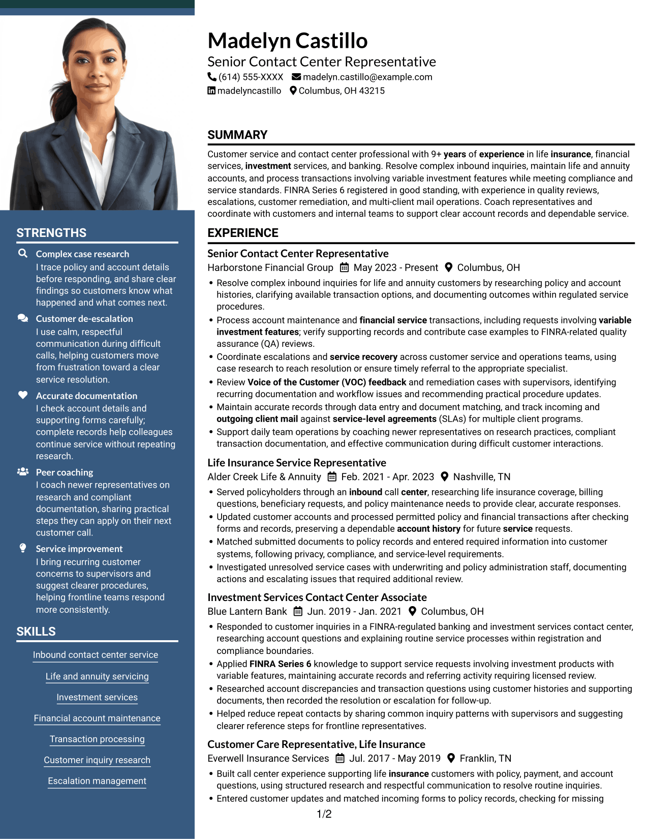 Resume example — page 1