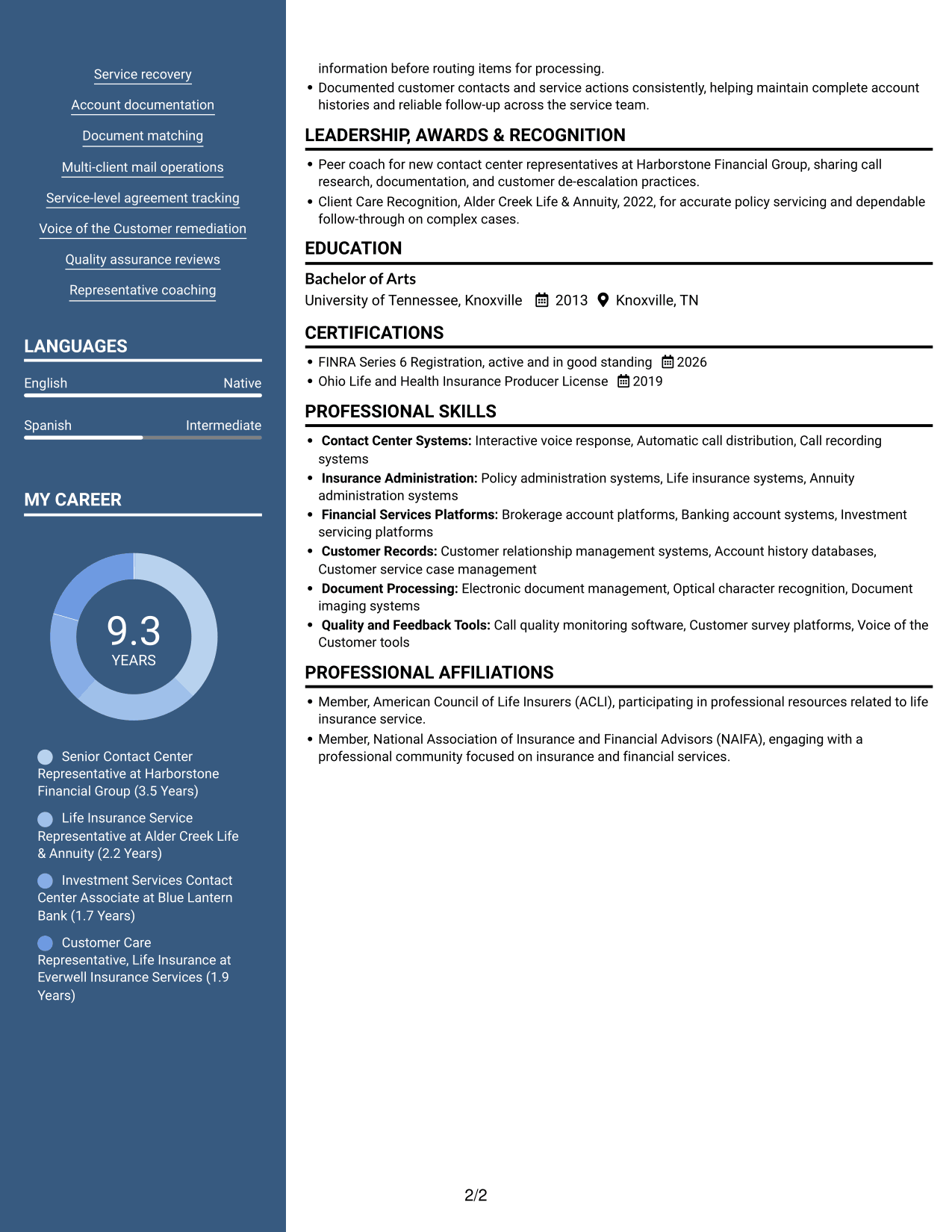 Resume example — page 2