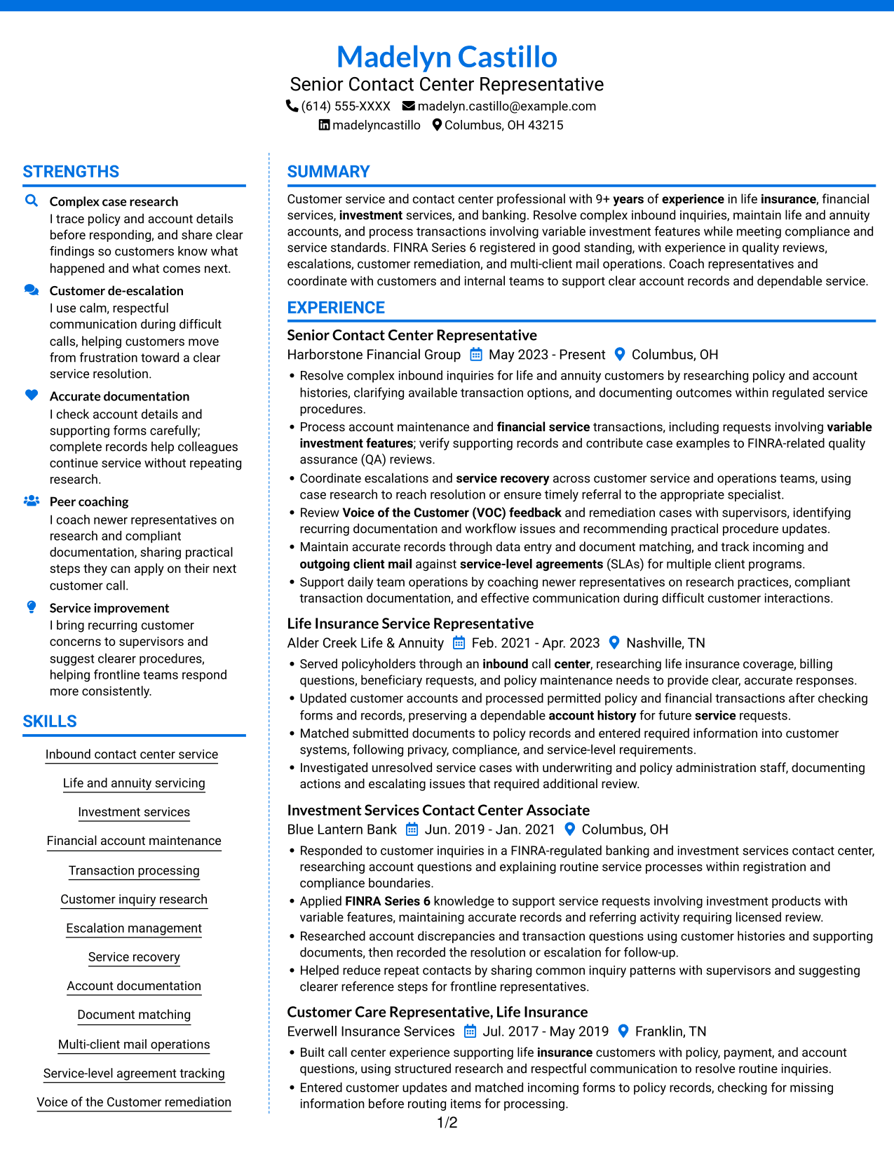 Resume example — page 1