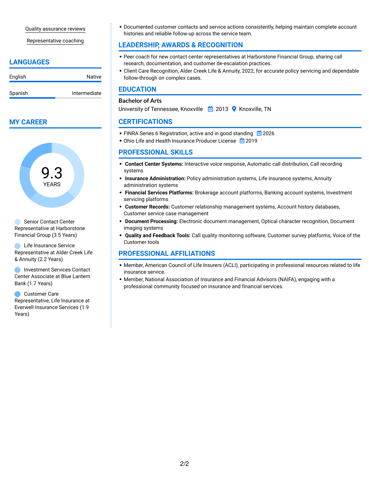 Resume example — page 2