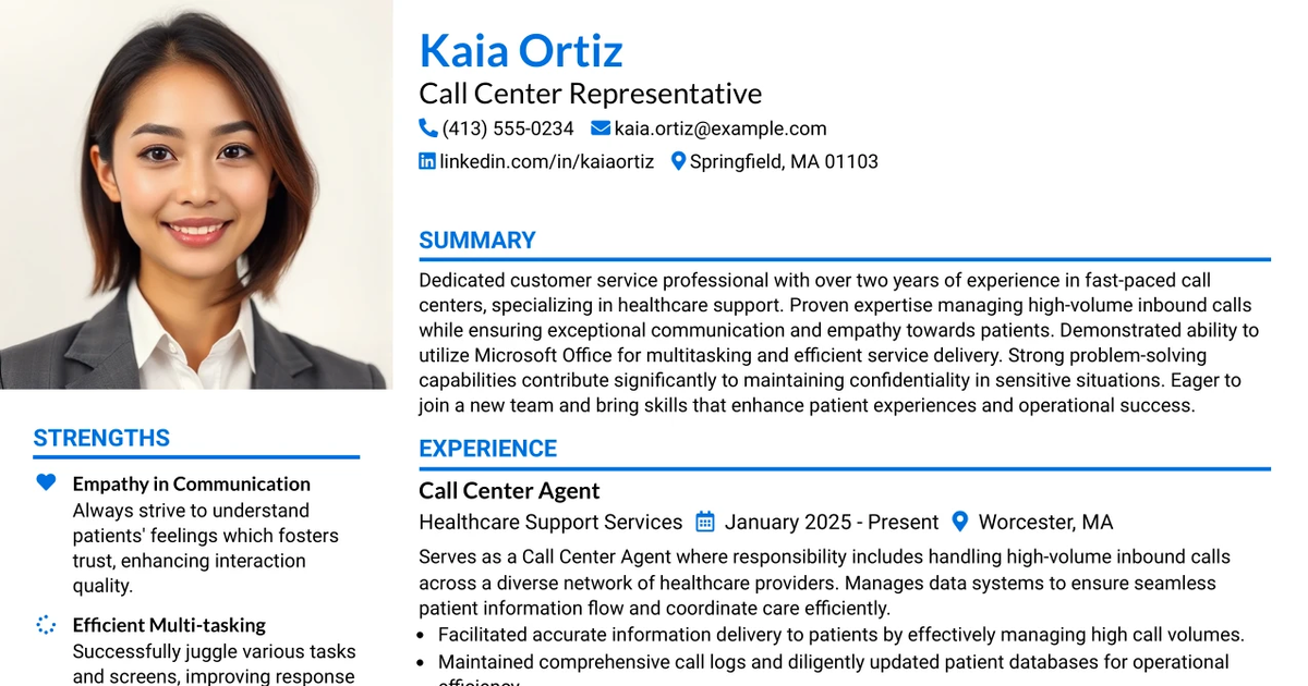33 Call Center Representative Resume Templates with Example 2026 (ATS-Optimized)