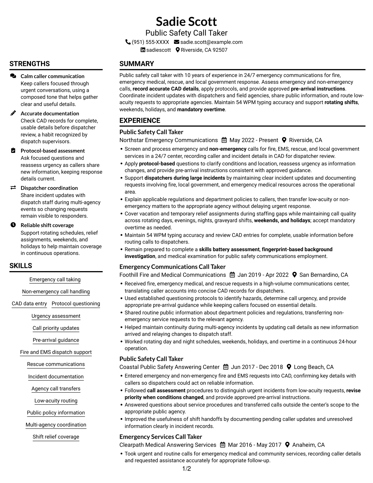 Resume example — page 1