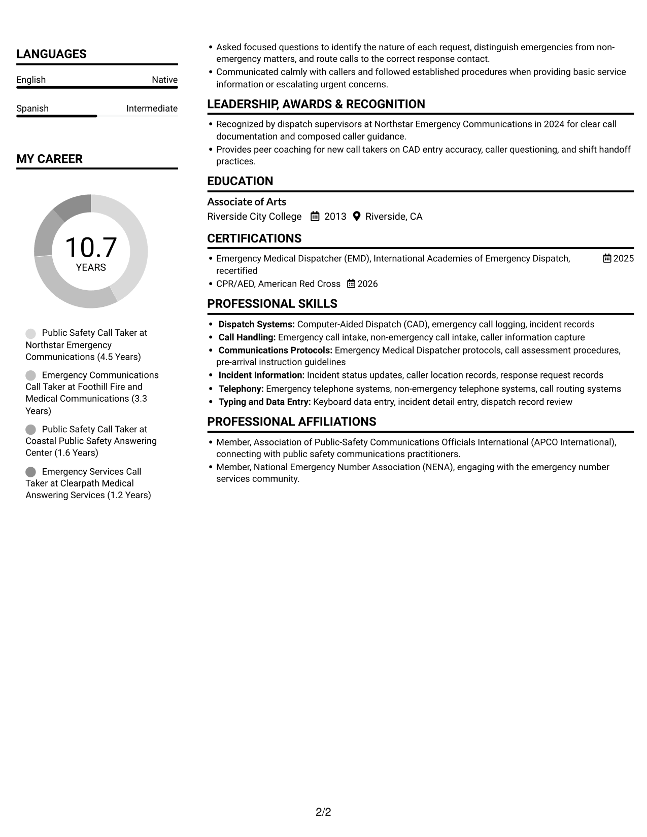 Resume example — page 2