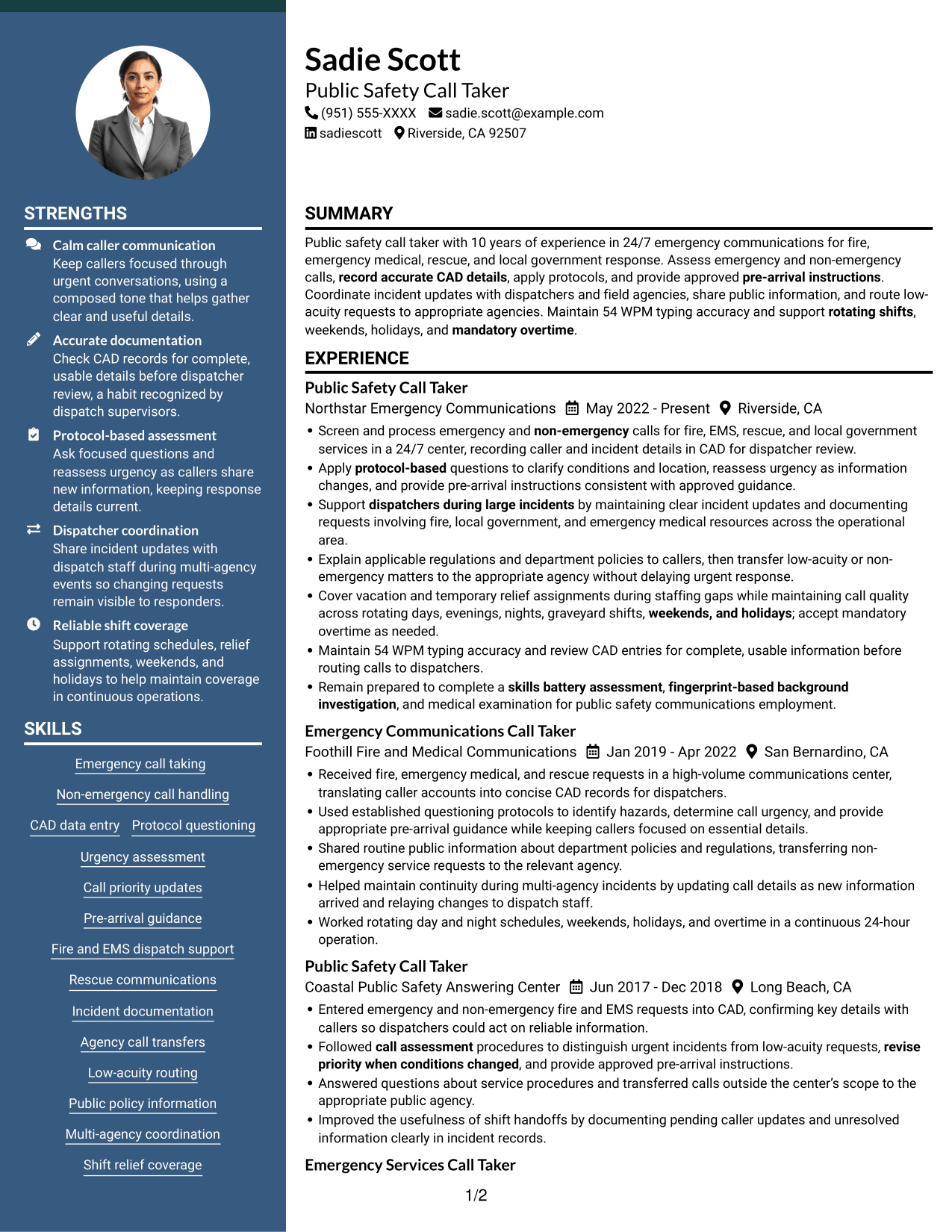 Resume example — page 1
