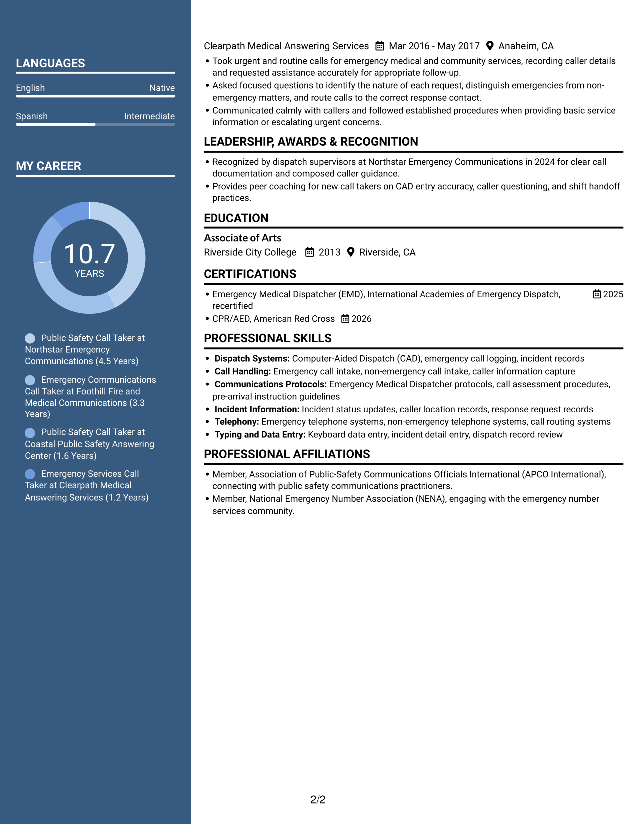 Resume example — page 2
