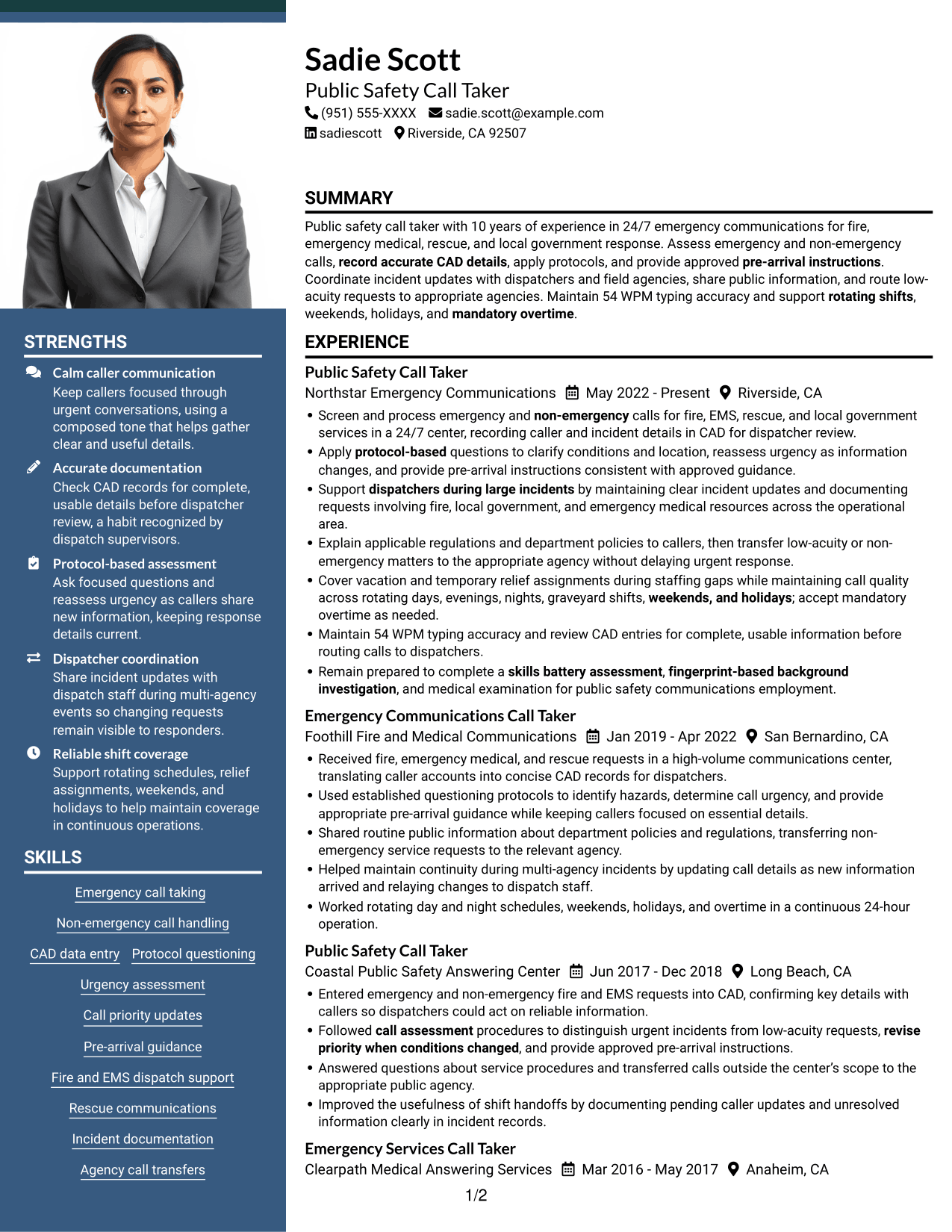 Resume example — page 1