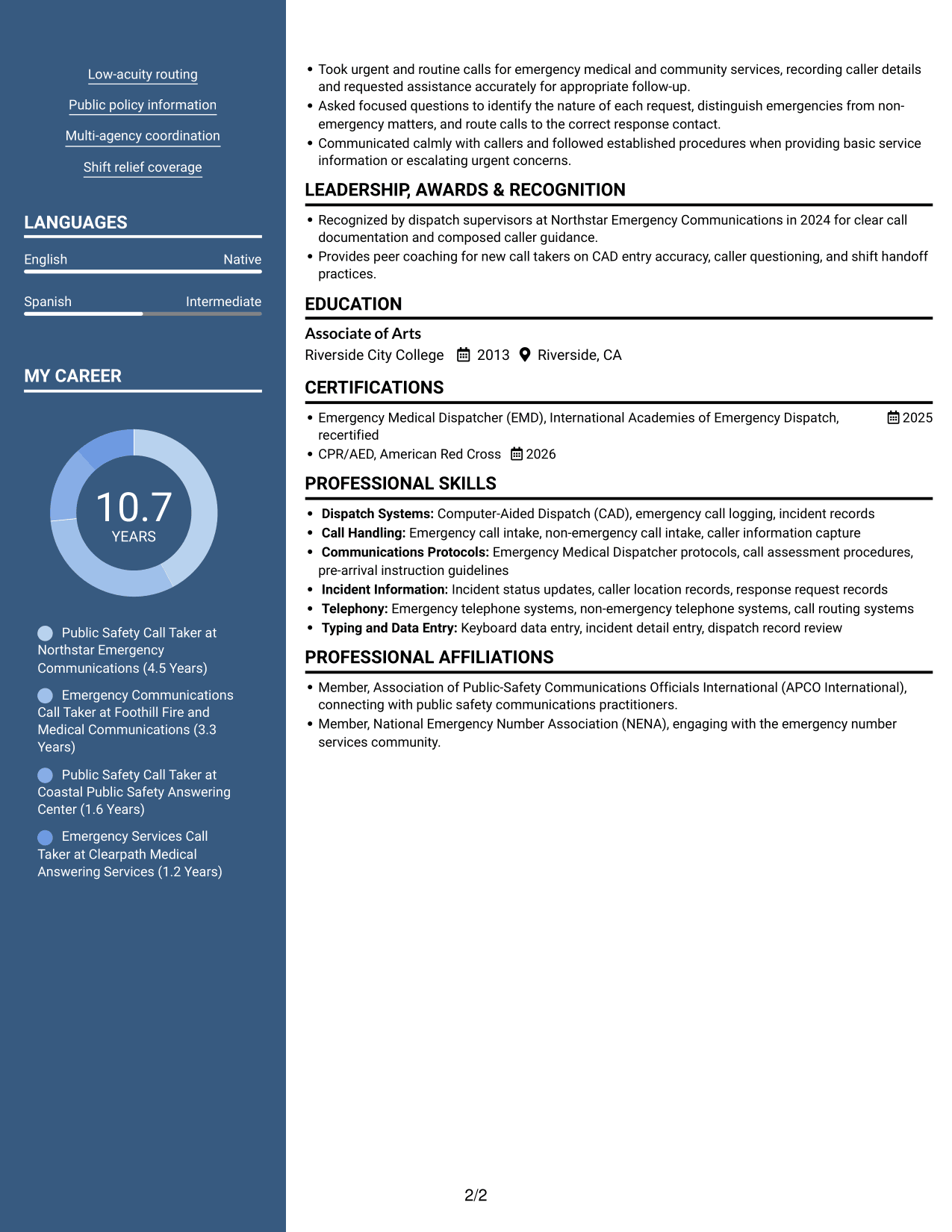 Resume example — page 2