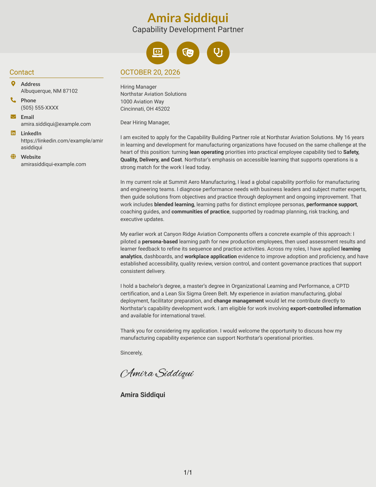 Cover letter example — page 1