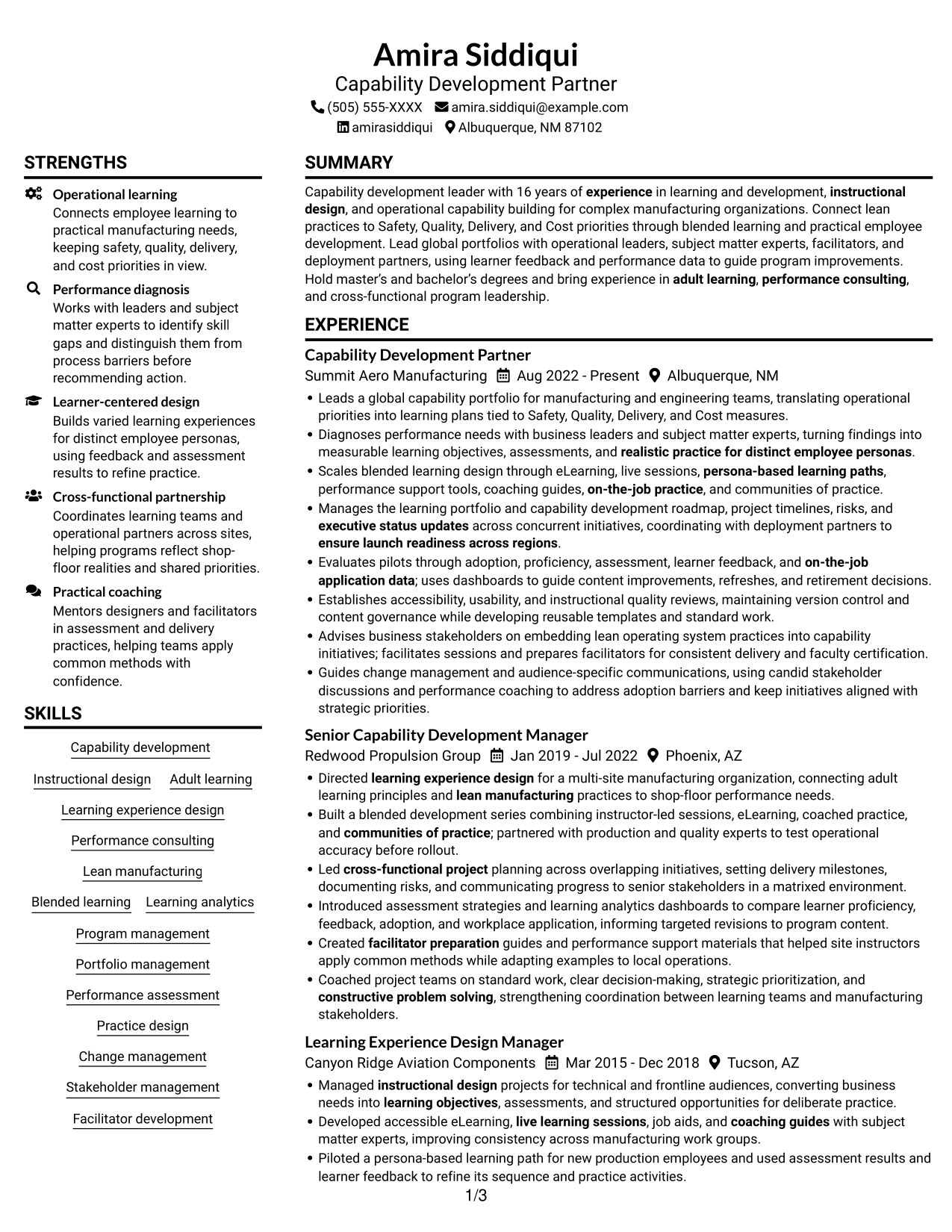 Resume example — page 1
