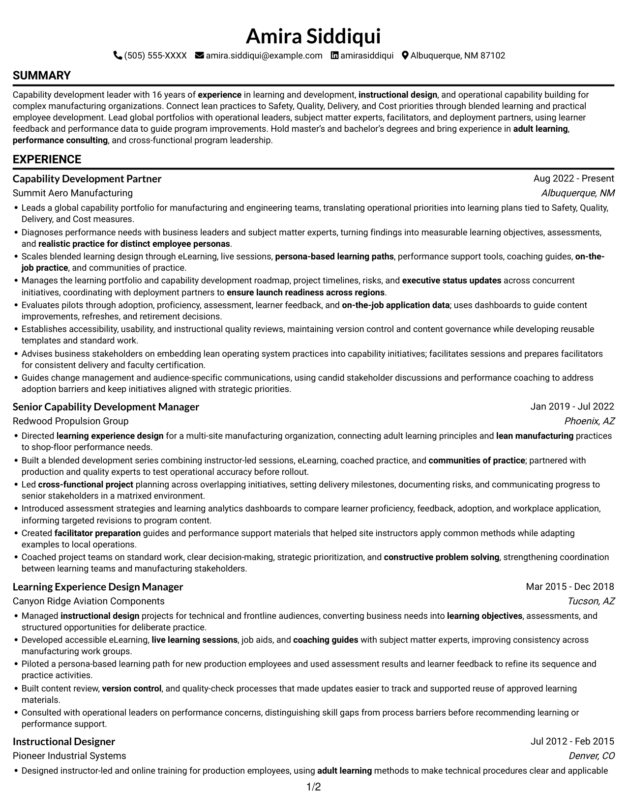 Resume example — page 1