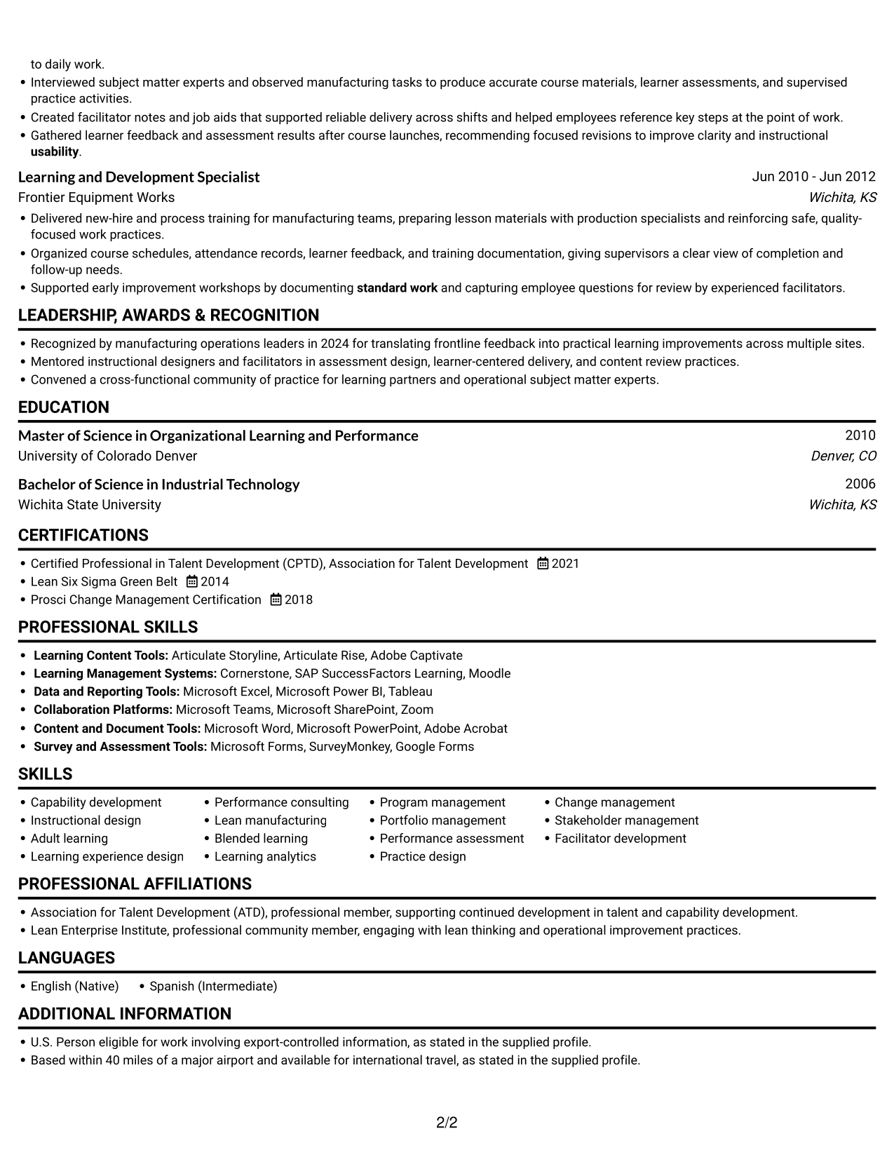 Resume example — page 2
