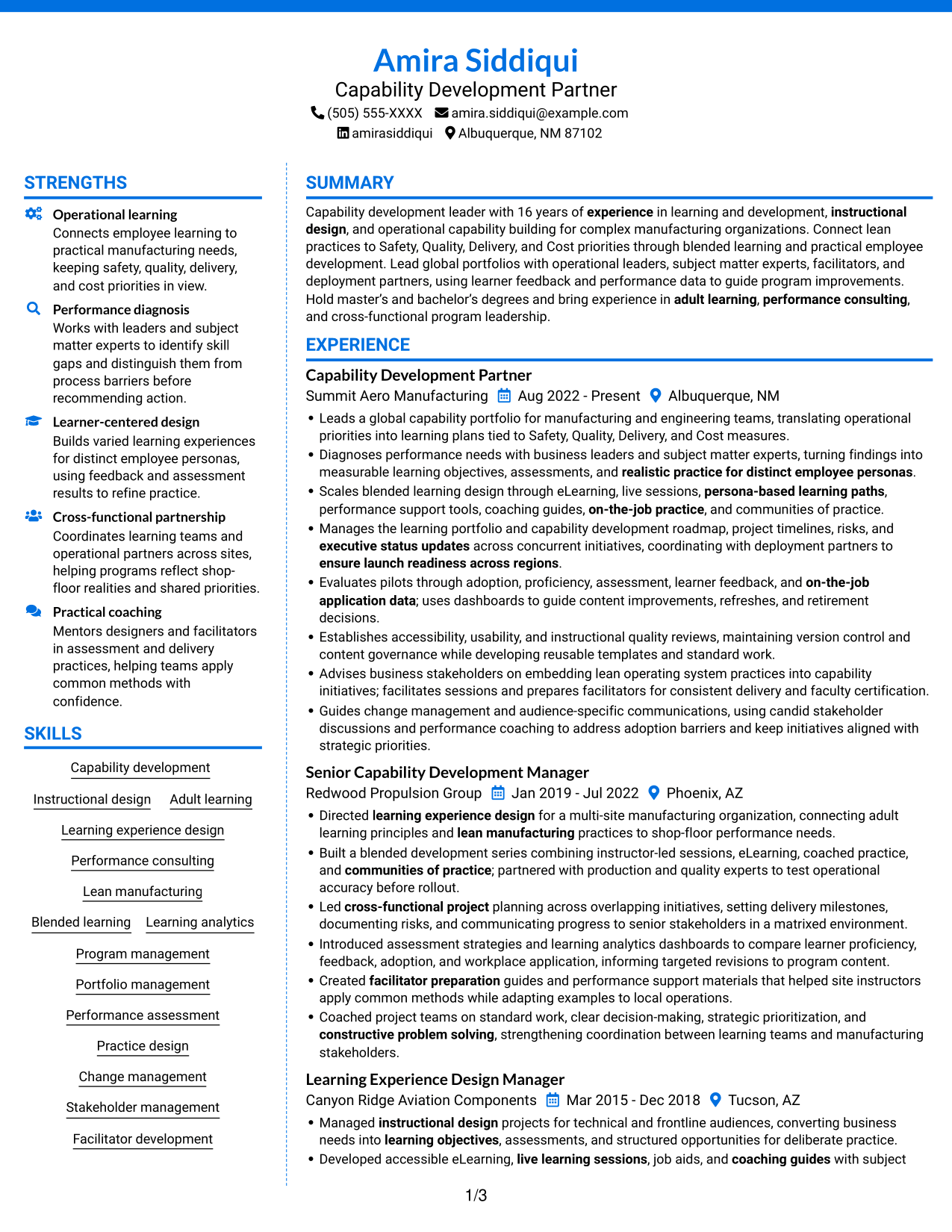 Resume example — page 1