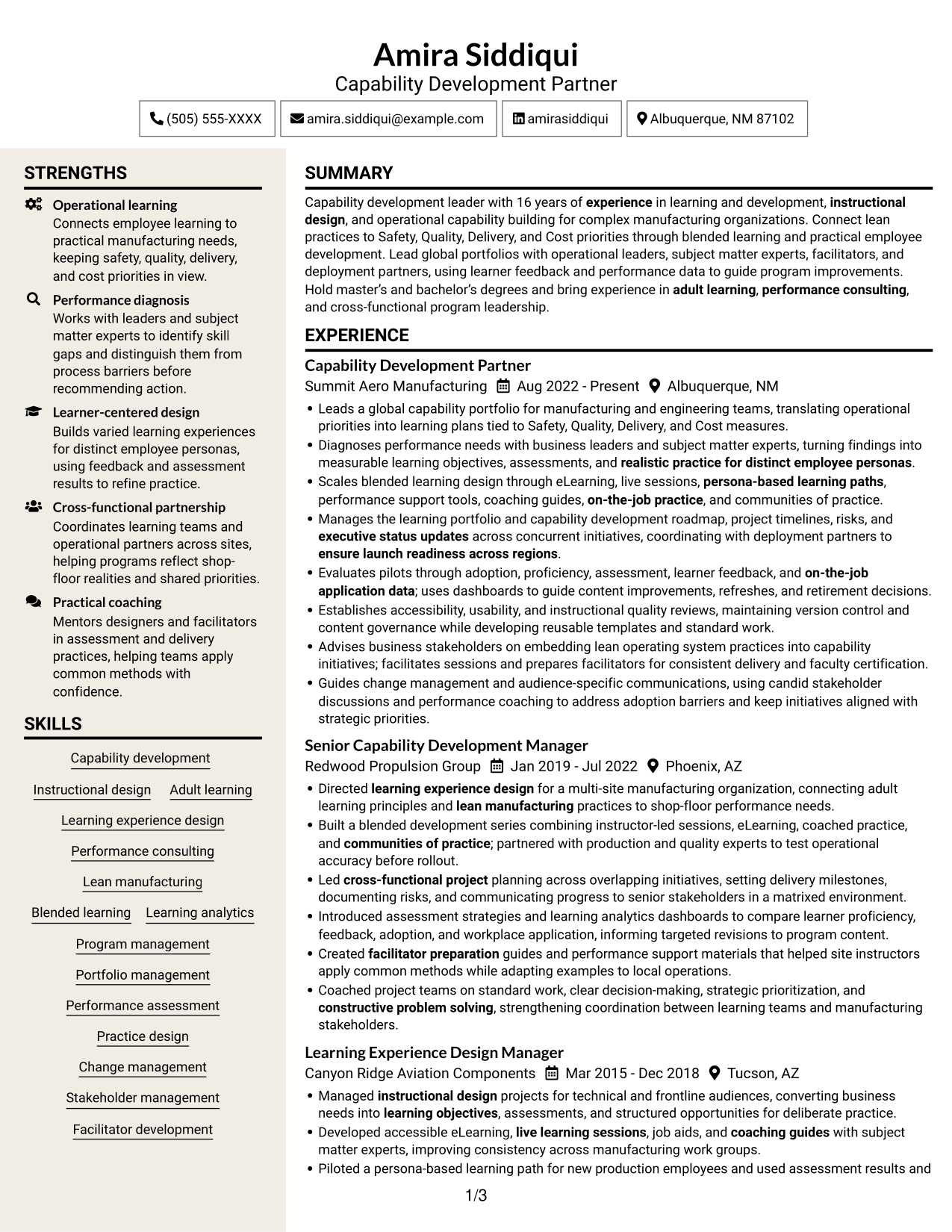 Resume example — page 1
