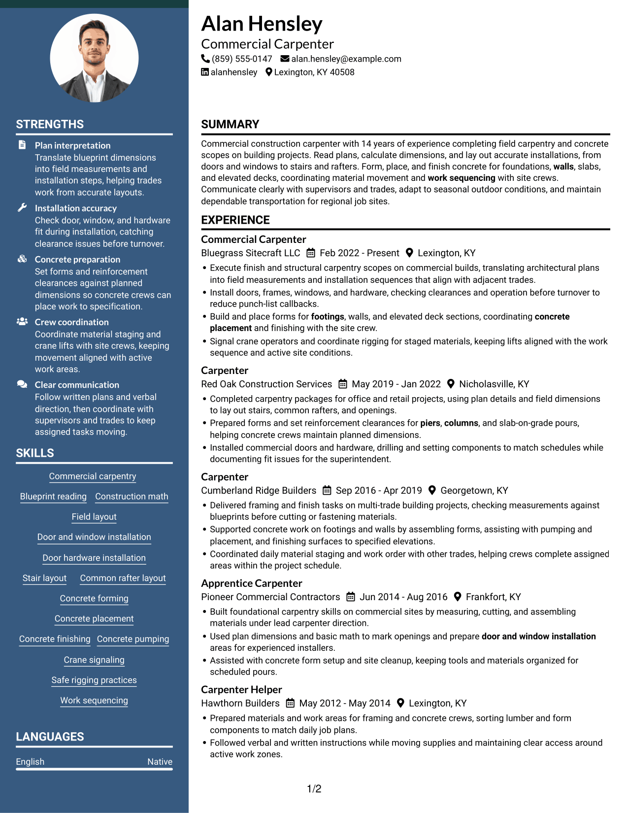 Resume example — page 1