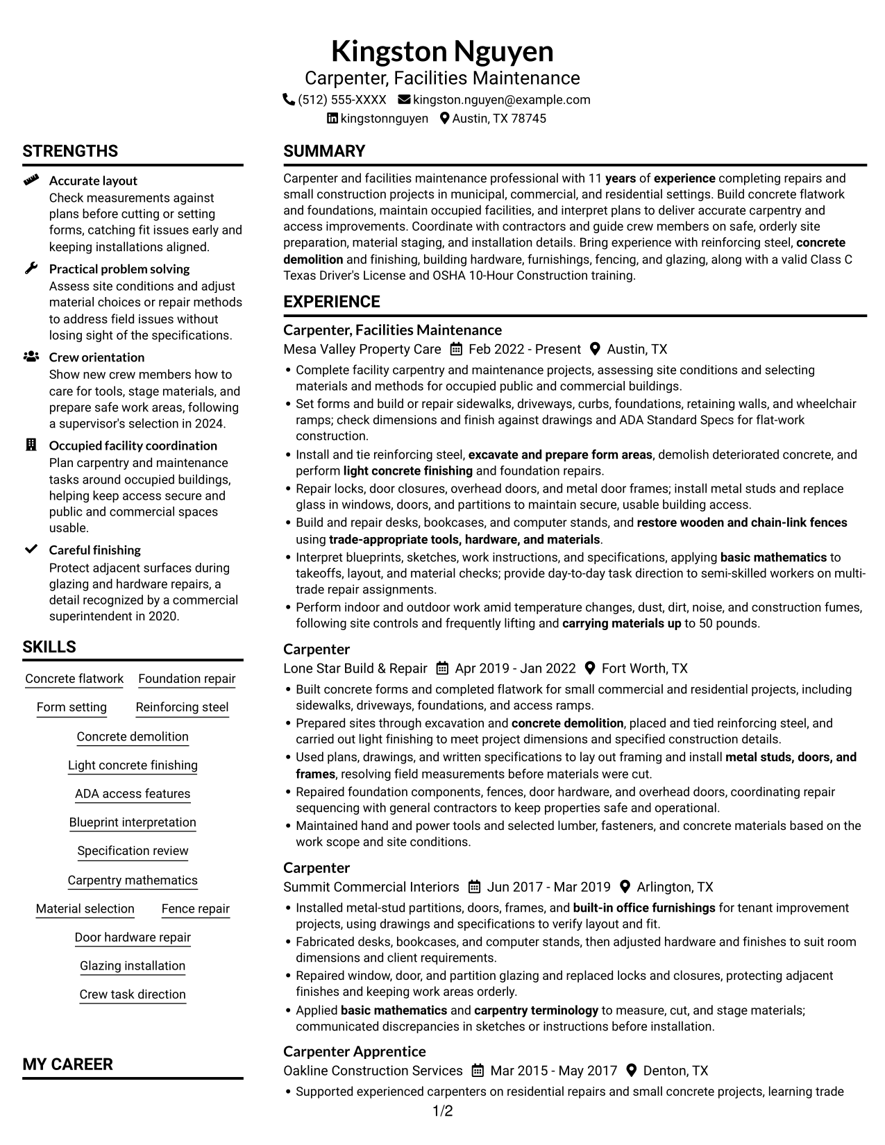 Resume example — page 1