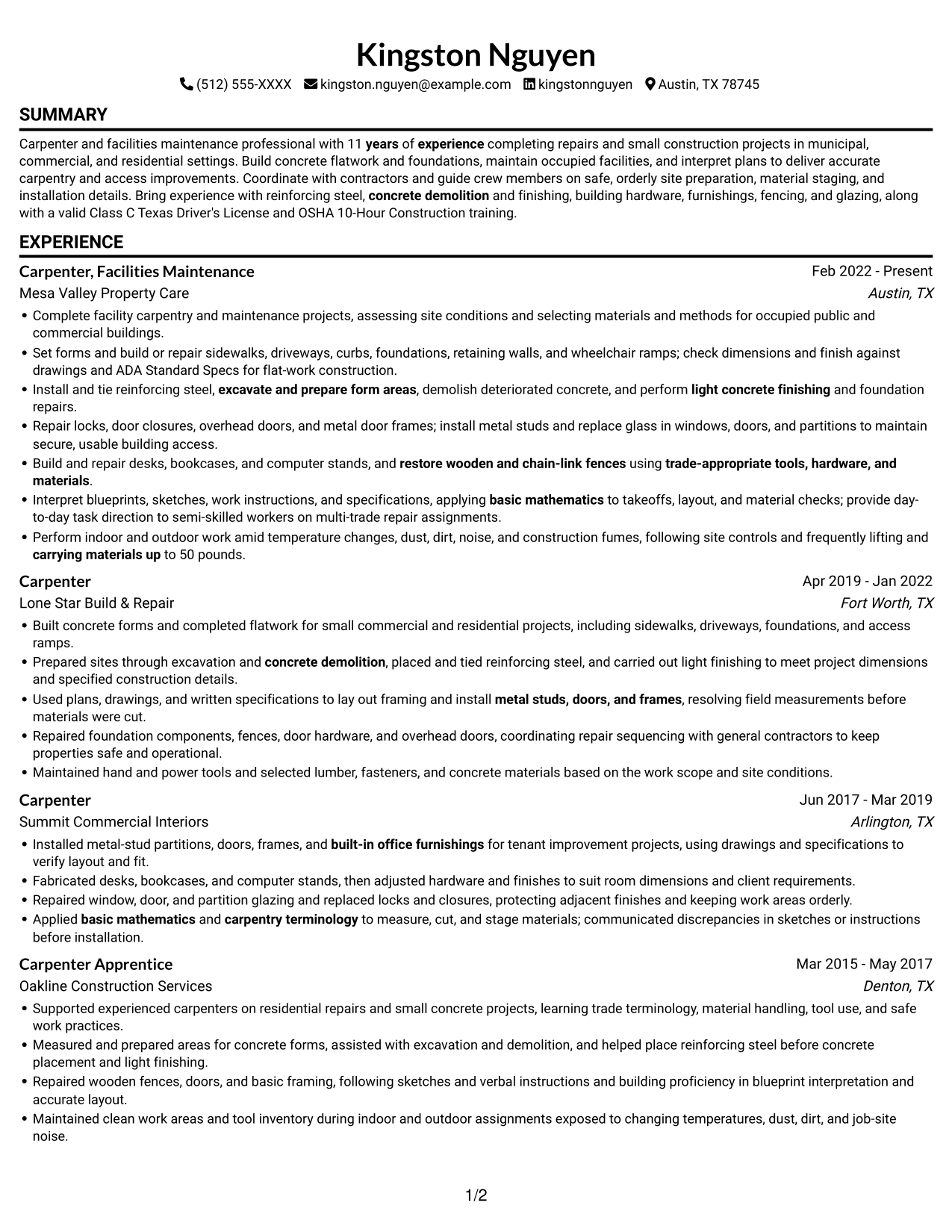 Resume example — page 1