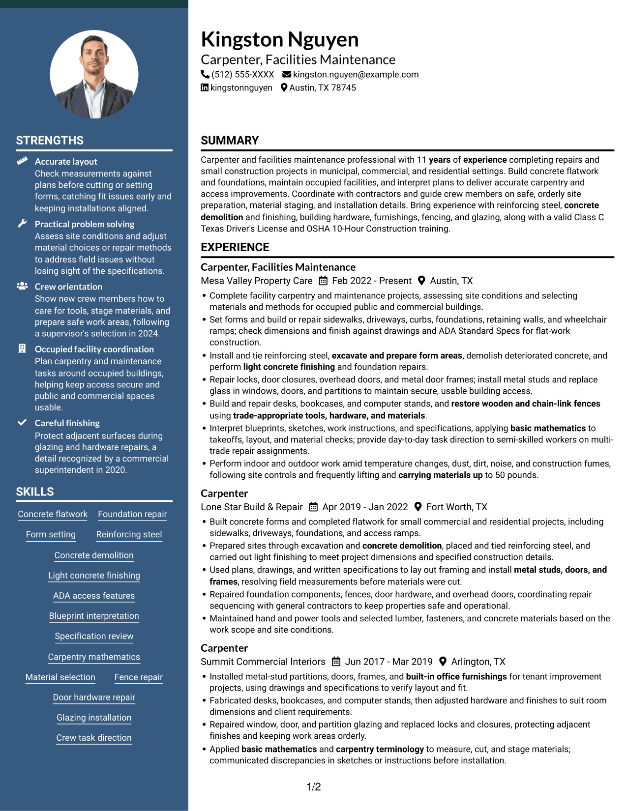 Resume example — page 1