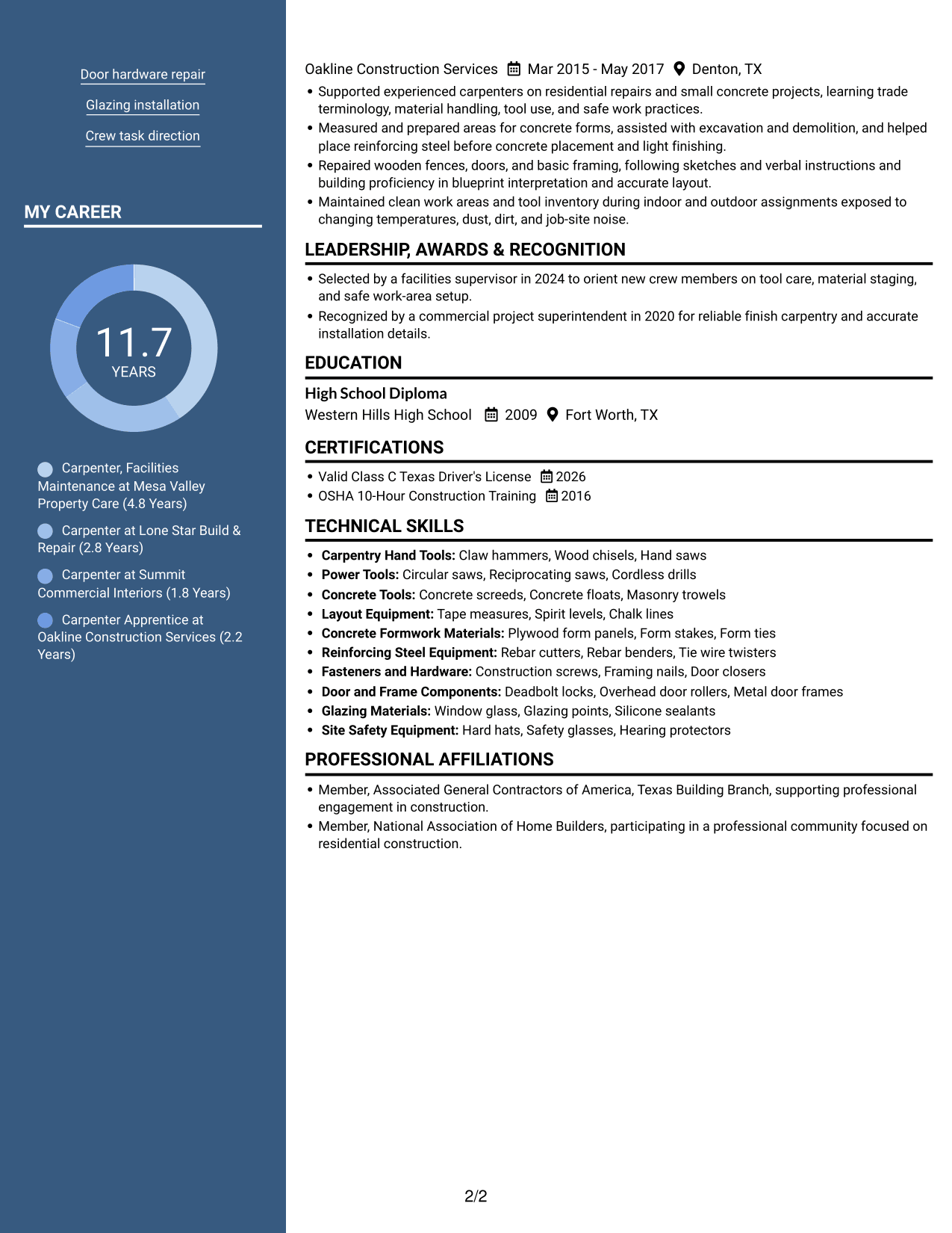 Resume example — page 2